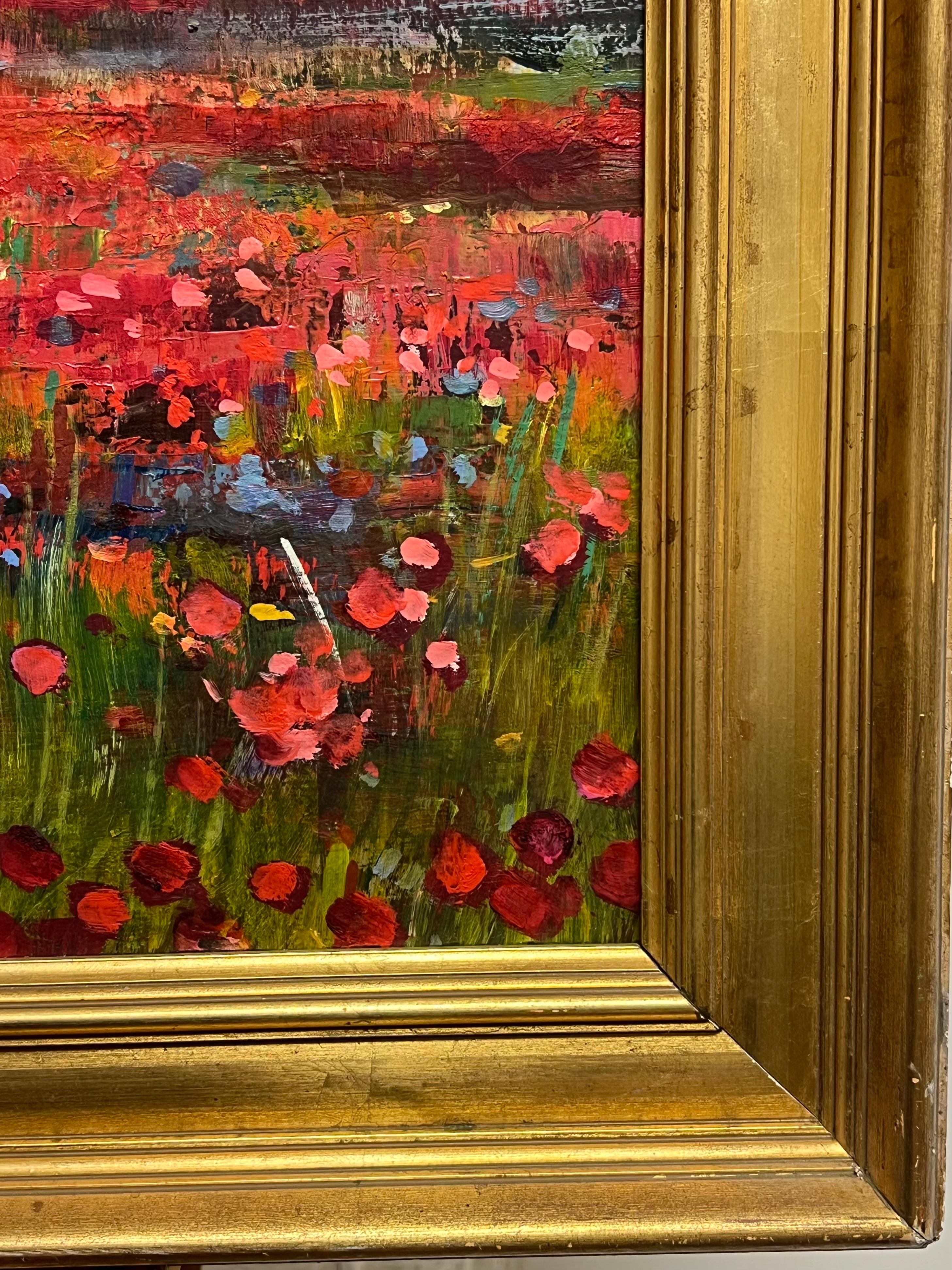 Gran óleo francés postimpresionista Campos de amapolas en Provenza en venta 2