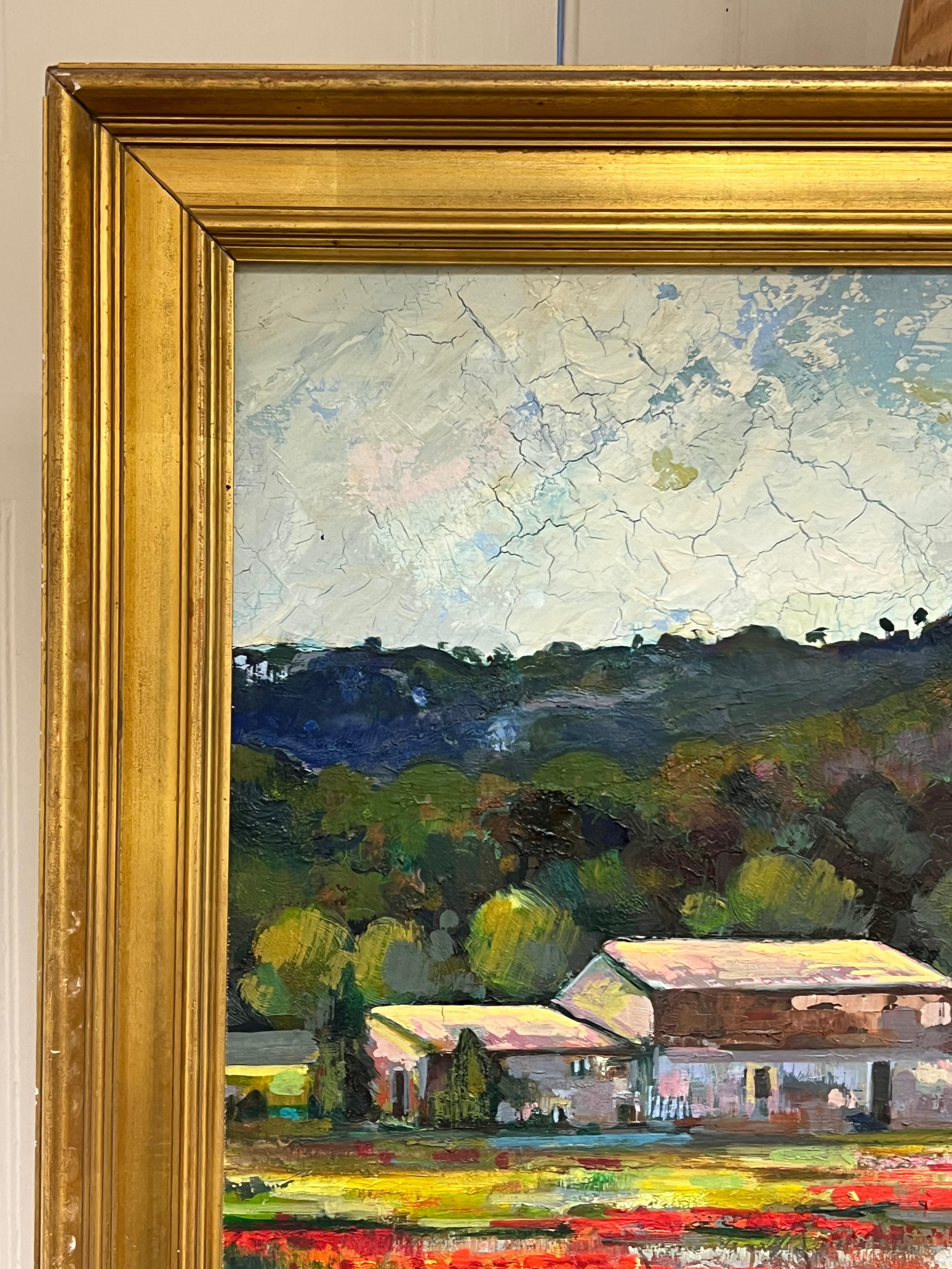 Gran óleo francés postimpresionista Campos de amapolas en Provenza en venta 4