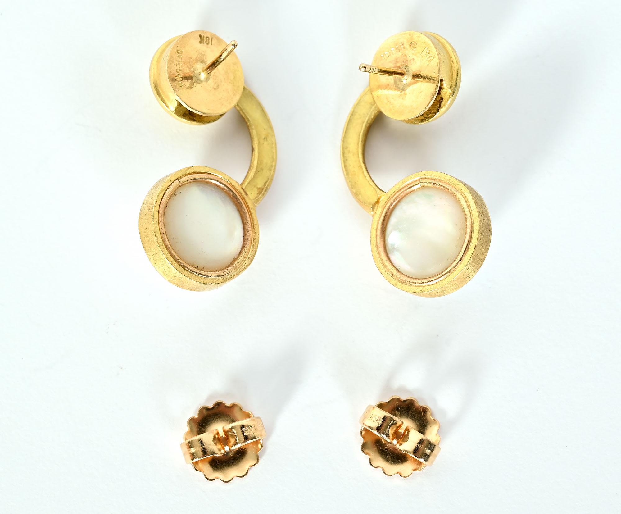 Gabriel Ofiesh Gold and Pearl Earrings In Excellent Condition For Sale In Darnestown, MD