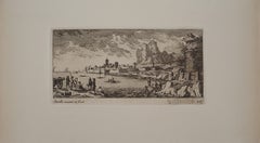 Paesaggio con pescatori - Acquaforte originale