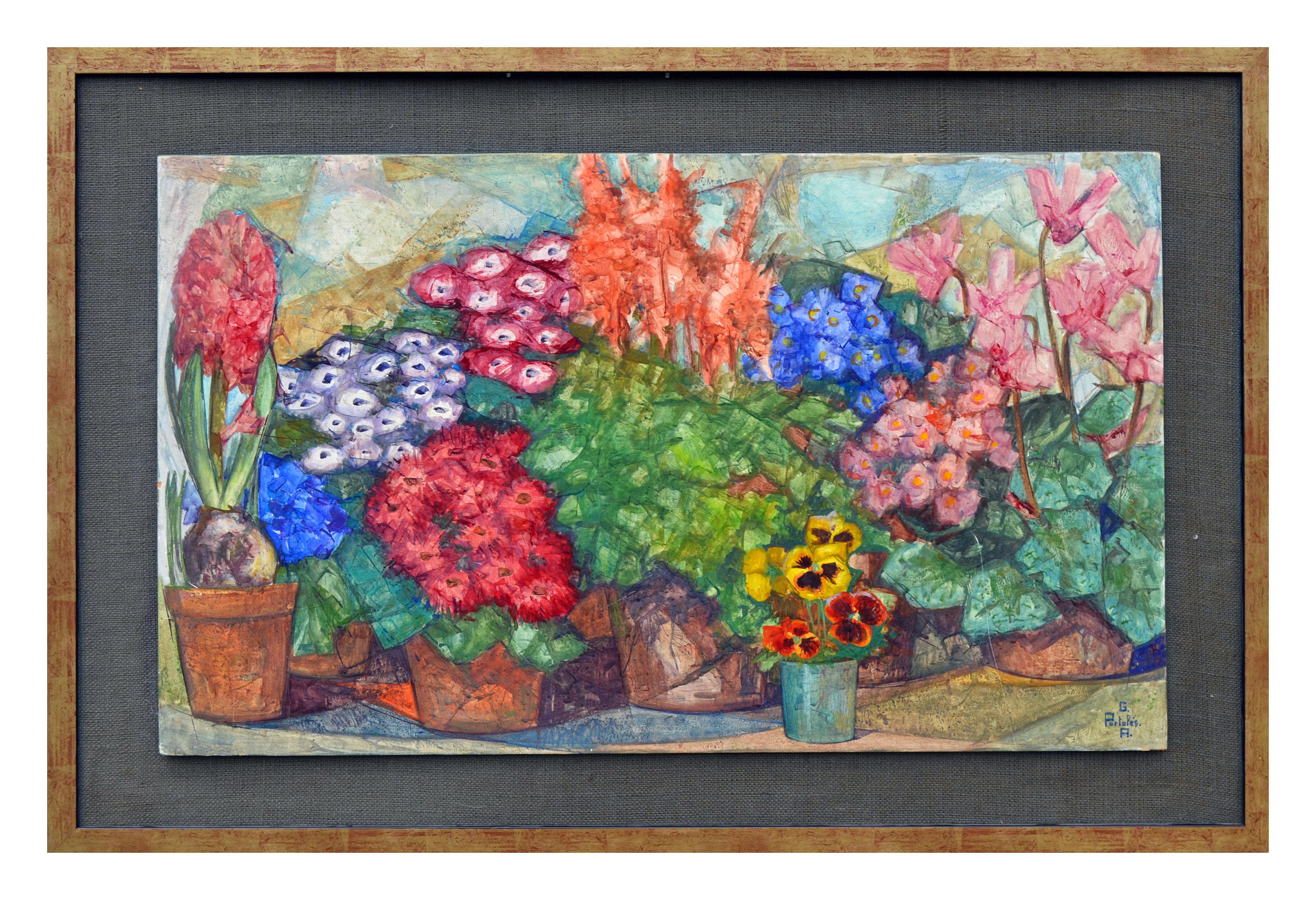 Gabriel Portoles Ascaso Landscape Painting - "Spring Mix" - Colorful Floral Garden Still-Life 