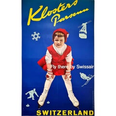Original poster from 1958 Kloster Parsenn Switzerland Tourism SwissAir