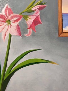 Amarilis. Óleo sobre lino. Bodegón colorido : Flores, Interior, Planta