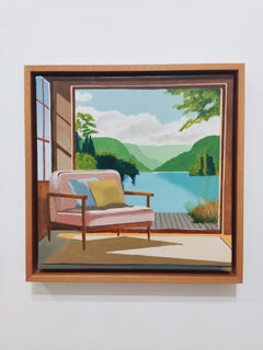 Another Sky, Oil Painting on Linen, Interior With Landscape View, Lake
