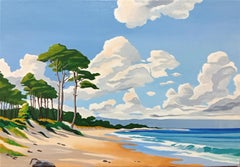 Après la Pluie, Zeitgenössisches Ölgemälde Seelandschaft, Strandlandschaft mit Bäumen