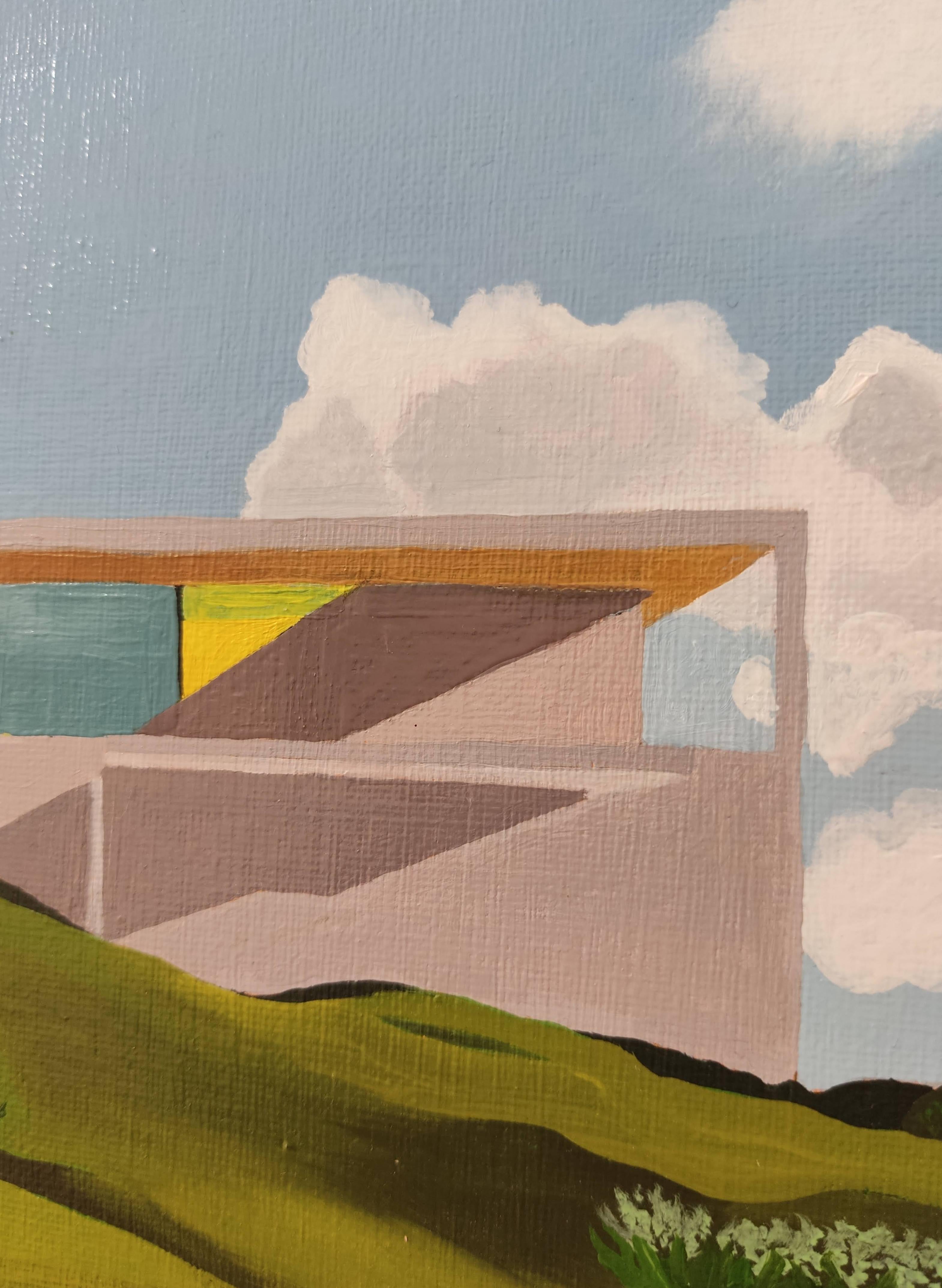 En la ventana, Pintura al óleo, Arquitectura, Jardín - Painting de Gabriel Riesnert