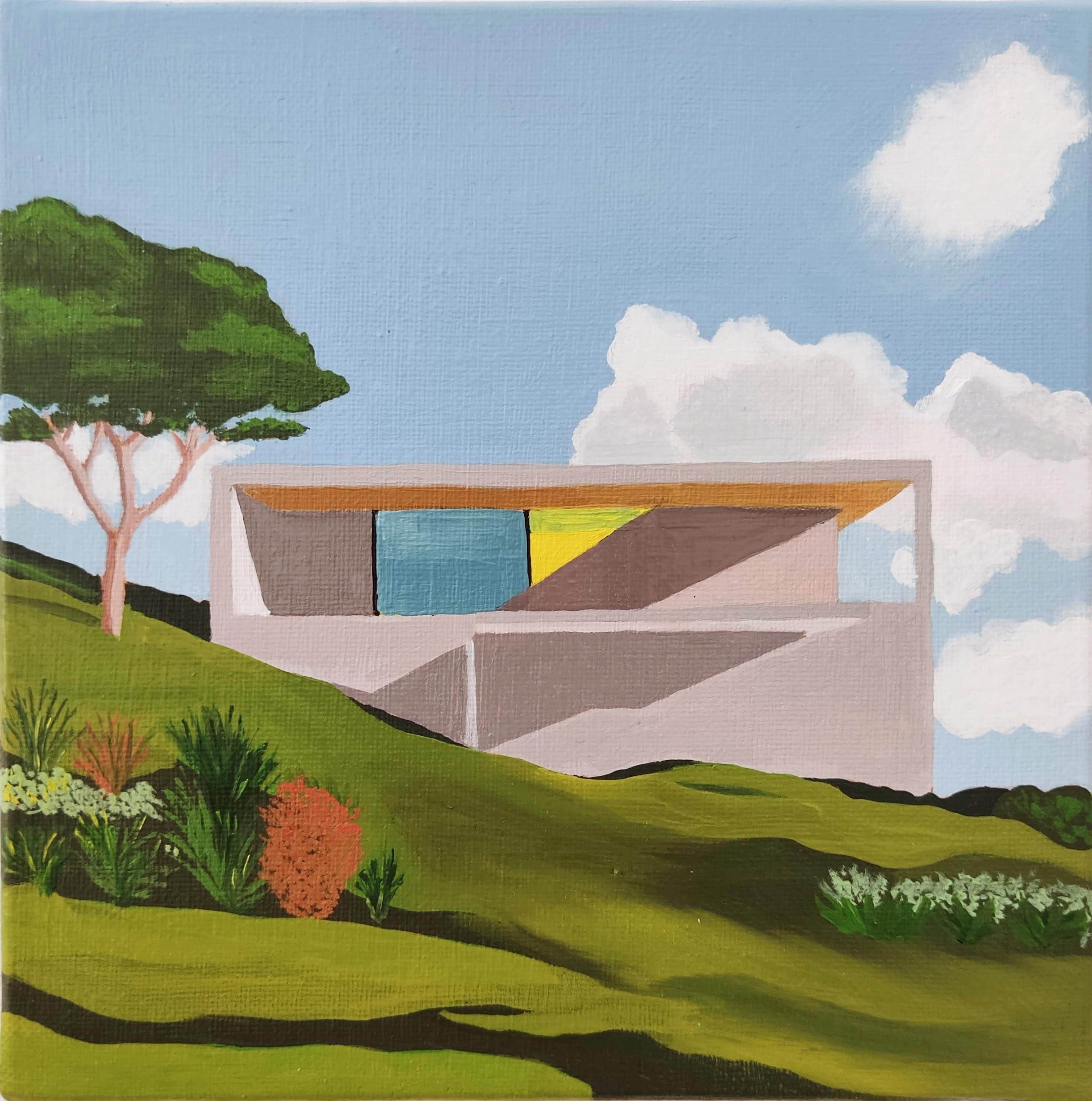 Alla finestra, Pittura a olio, Architettura, Giardino