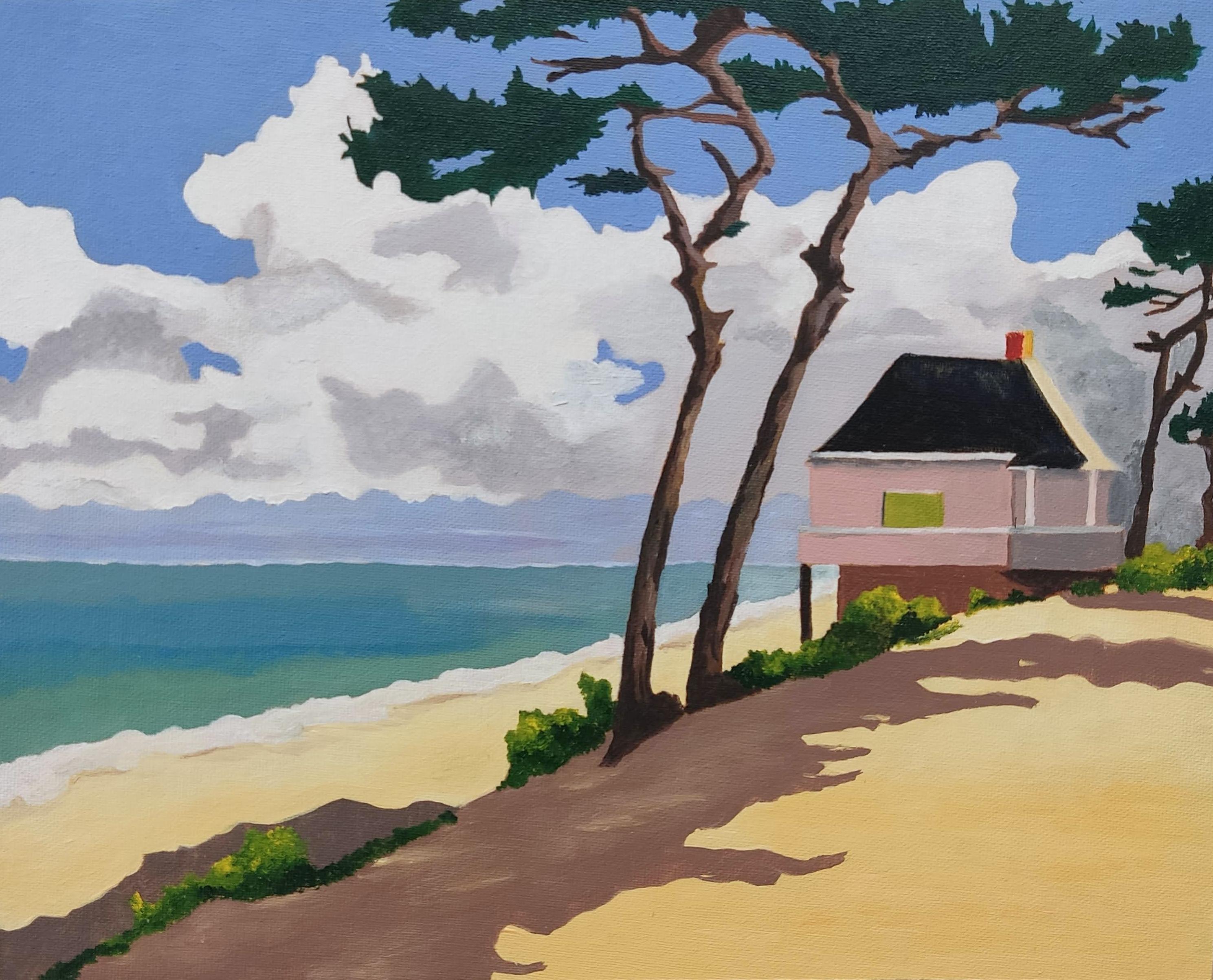 Gabriel Riesnert Landscape Painting - Au bord de l'eau, Original Oil Painting, Seascape landscape, Ready to hang