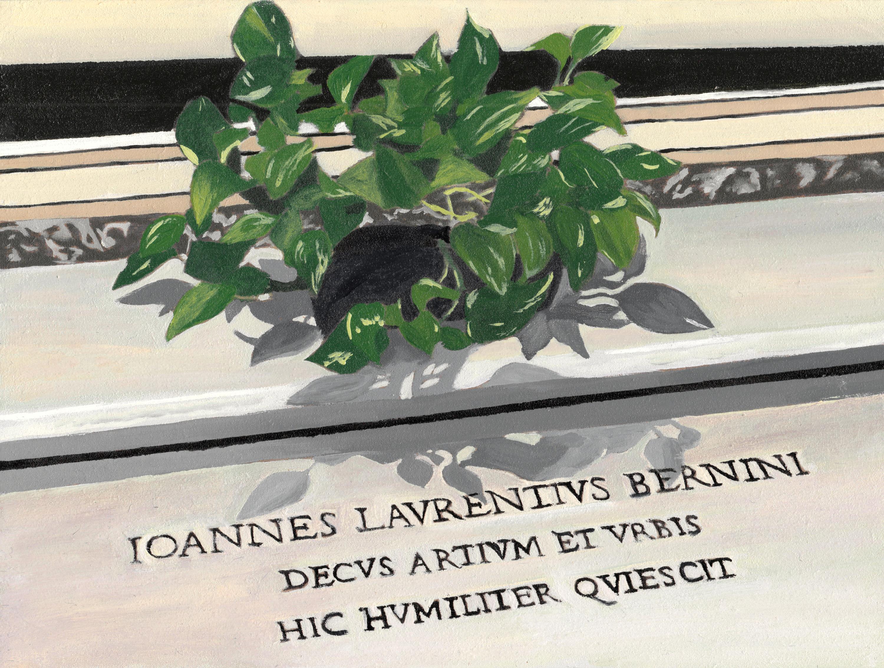 Gabriel Riesnert Interior Painting - Bernini
s Tomb in Rome, Original Oil painting, Realist Contemporary Art