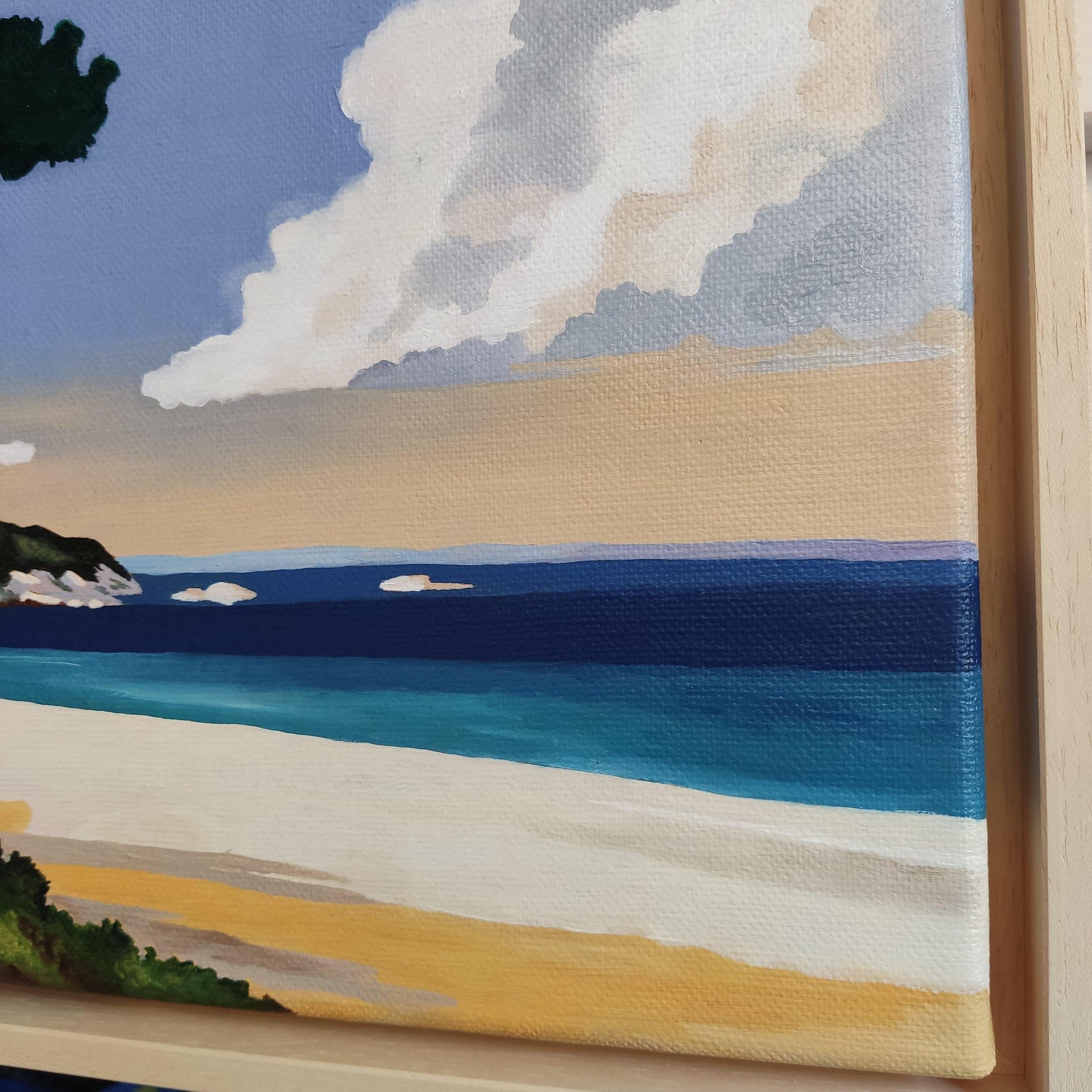 Bord de mer, peinture à l'huile sur toile, bord de mer, paysage contemporain, plage en vente 7