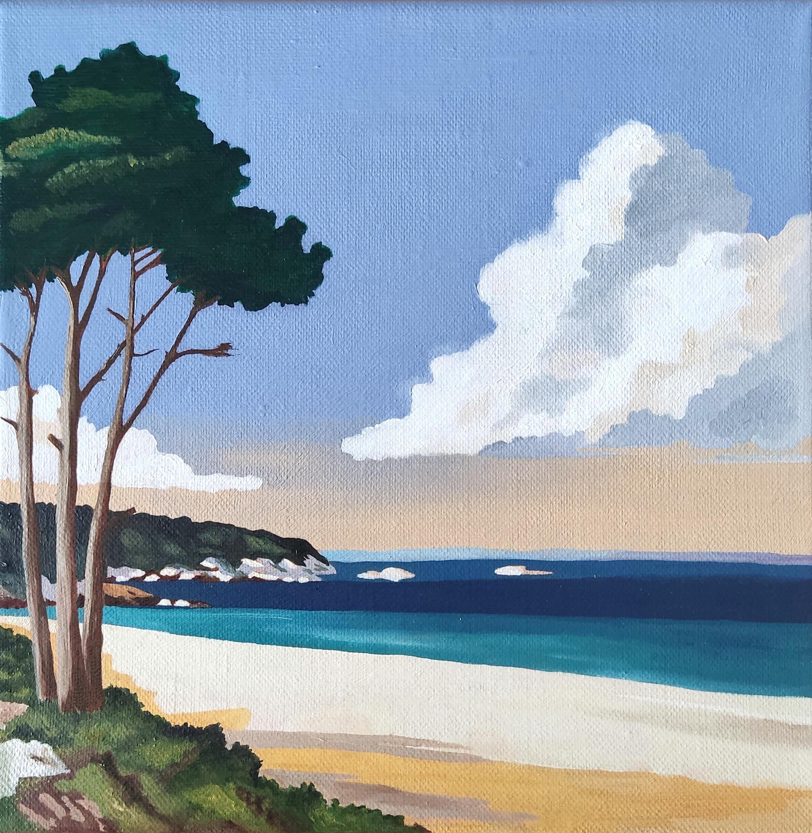 Gabriel Riesnert Landscape Painting - Bord de mer, Oil Painting on Canvas, Seaside, Contemporary Landscape, Beach