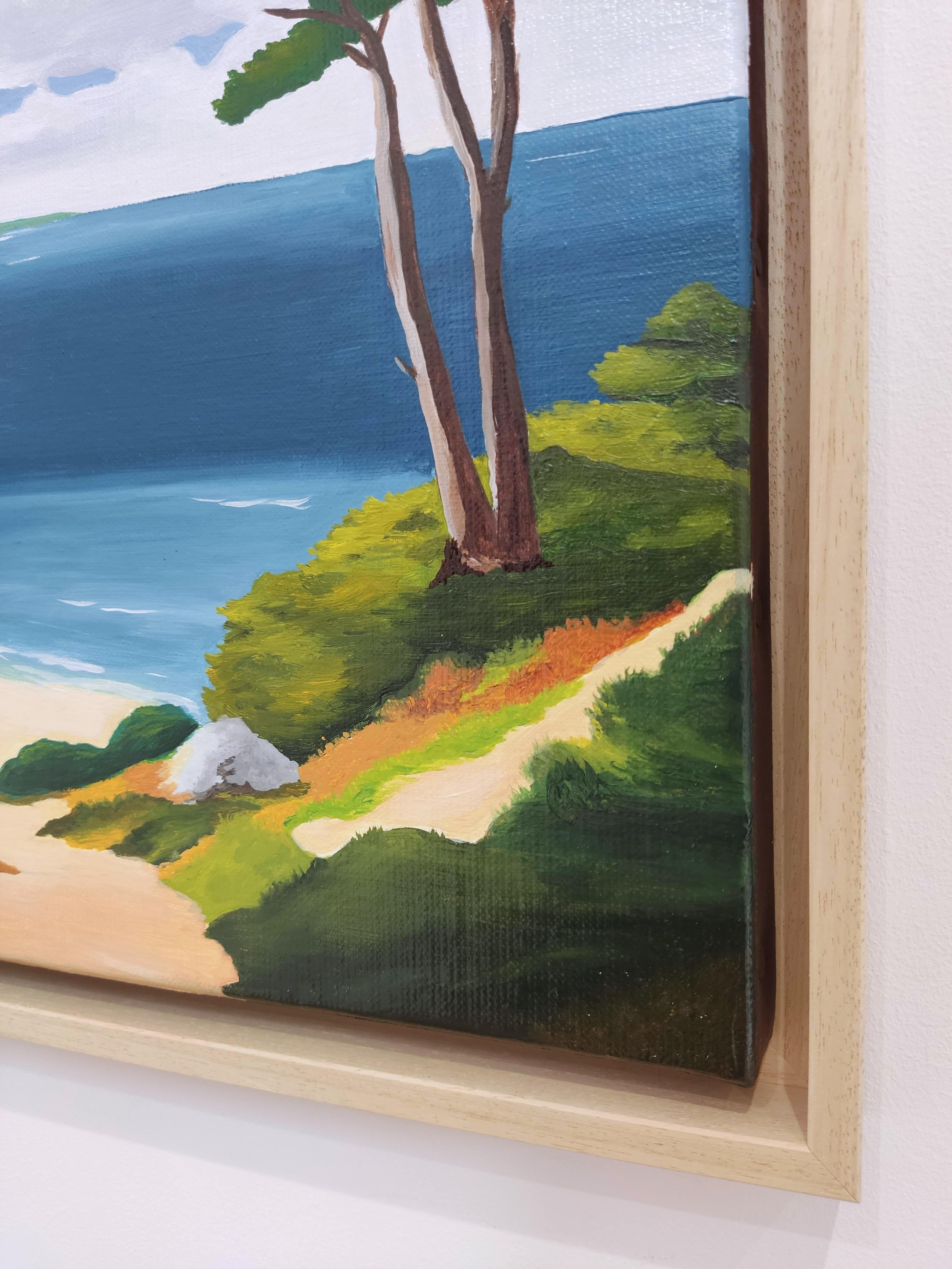Bord de mer, Pintura al óleo, Orilla del mar, Paisaje marino contemporáneo con una playa - Painting Posimpresionista de Gabriel Riesnert