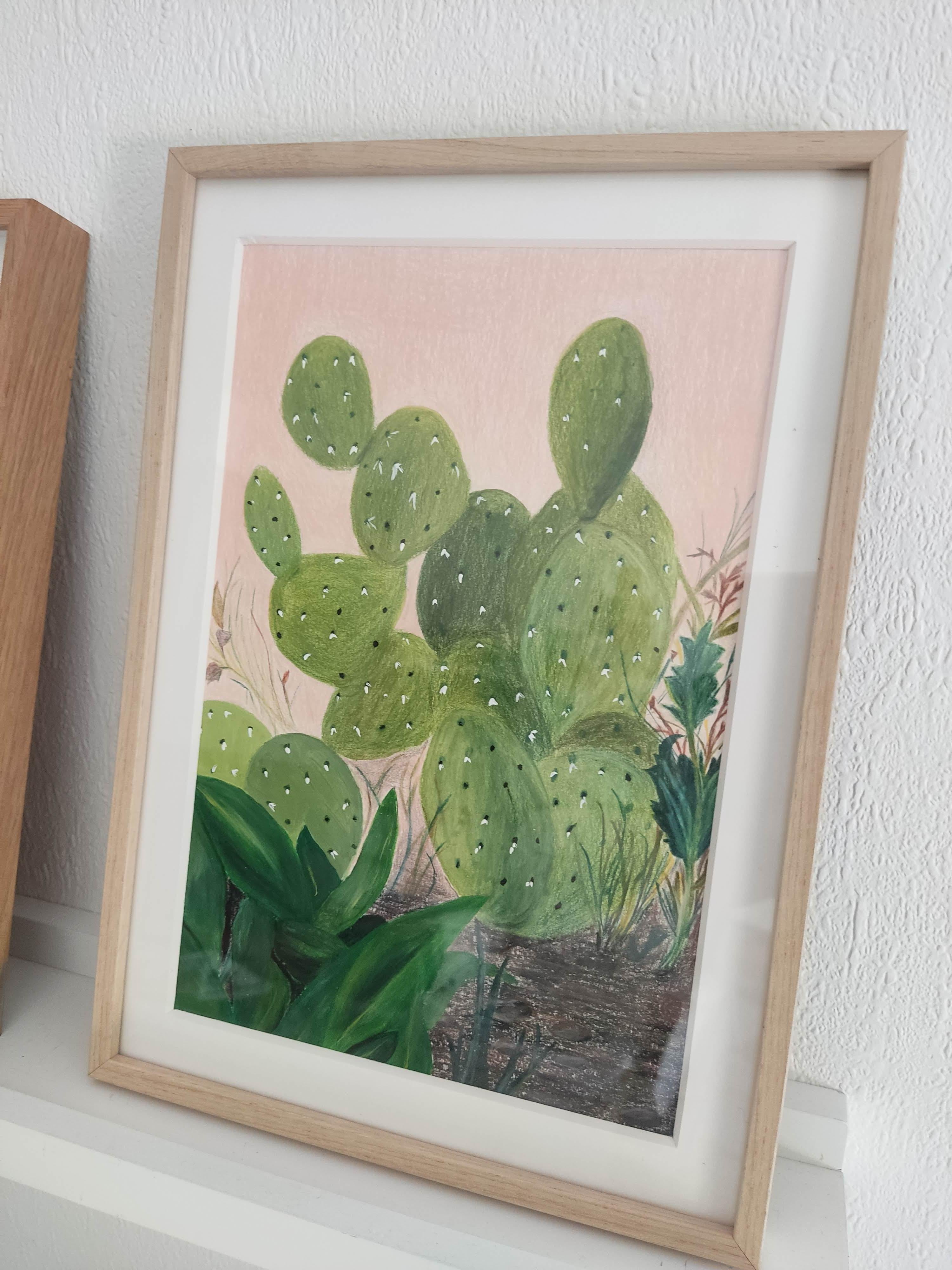 Jardin Imprévu, Pittura e disegno originali, Giardino, Cactus in vendita 1