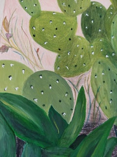 Jardin Imprévu, Original Painting and Drawing, Garden, Cactus
