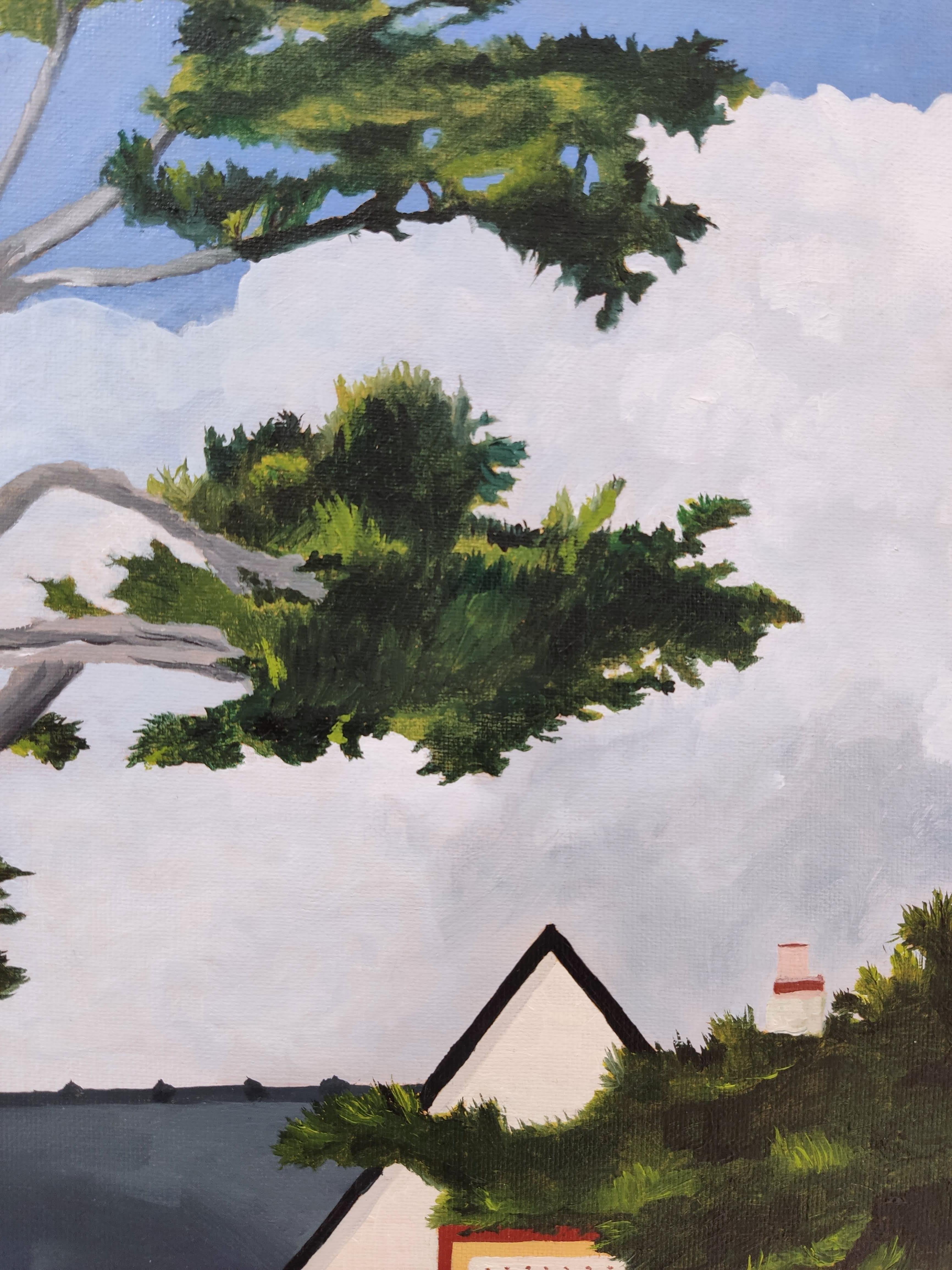 Ciel d'été, Original Ölgemälde, Landschaft, Baum, Aufhängefertig – Painting von Gabriel Riesnert