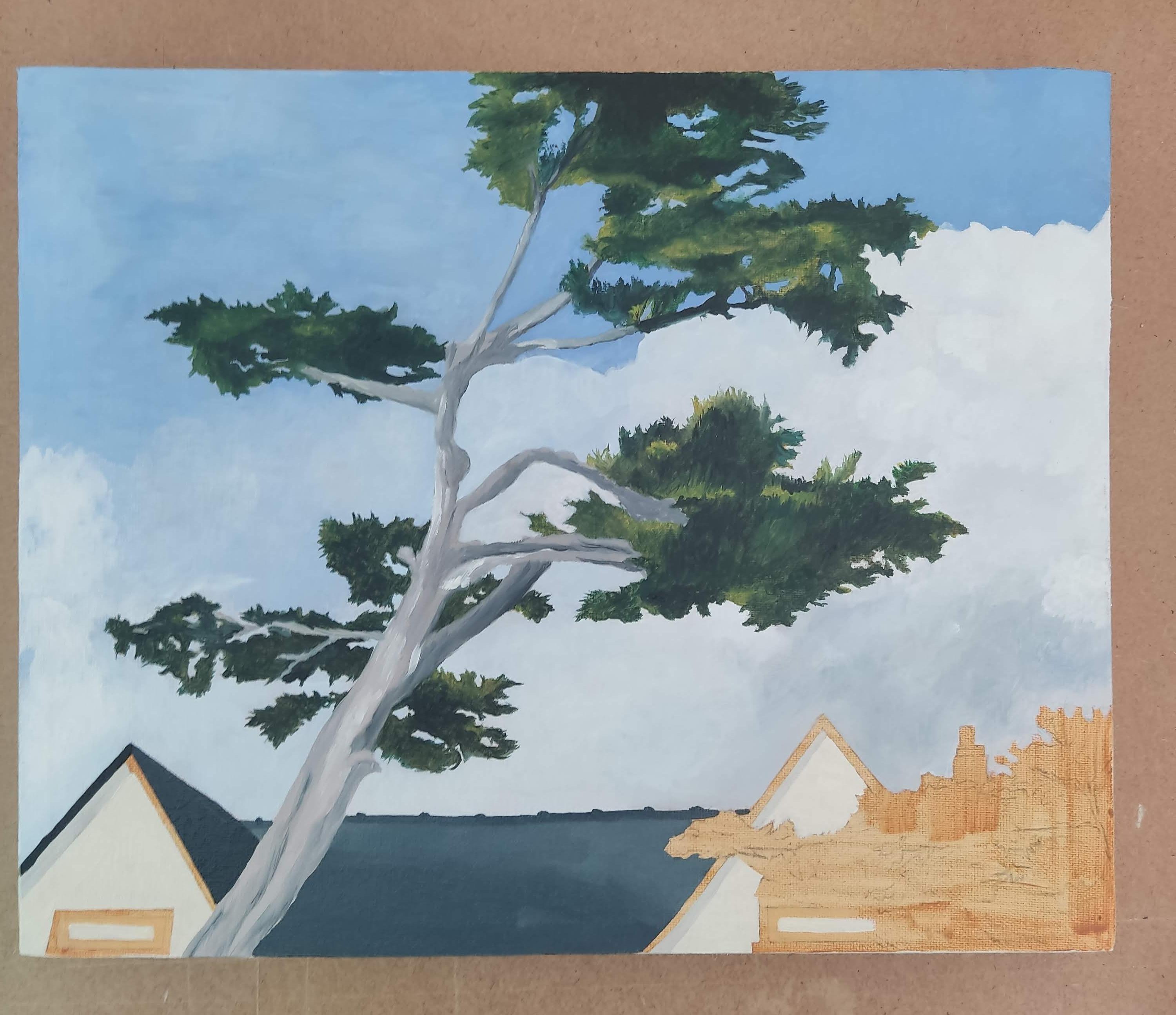 Ciel d'été, Original Oil Painting, Landscape, Tree, Ready to hang For Sale 6
