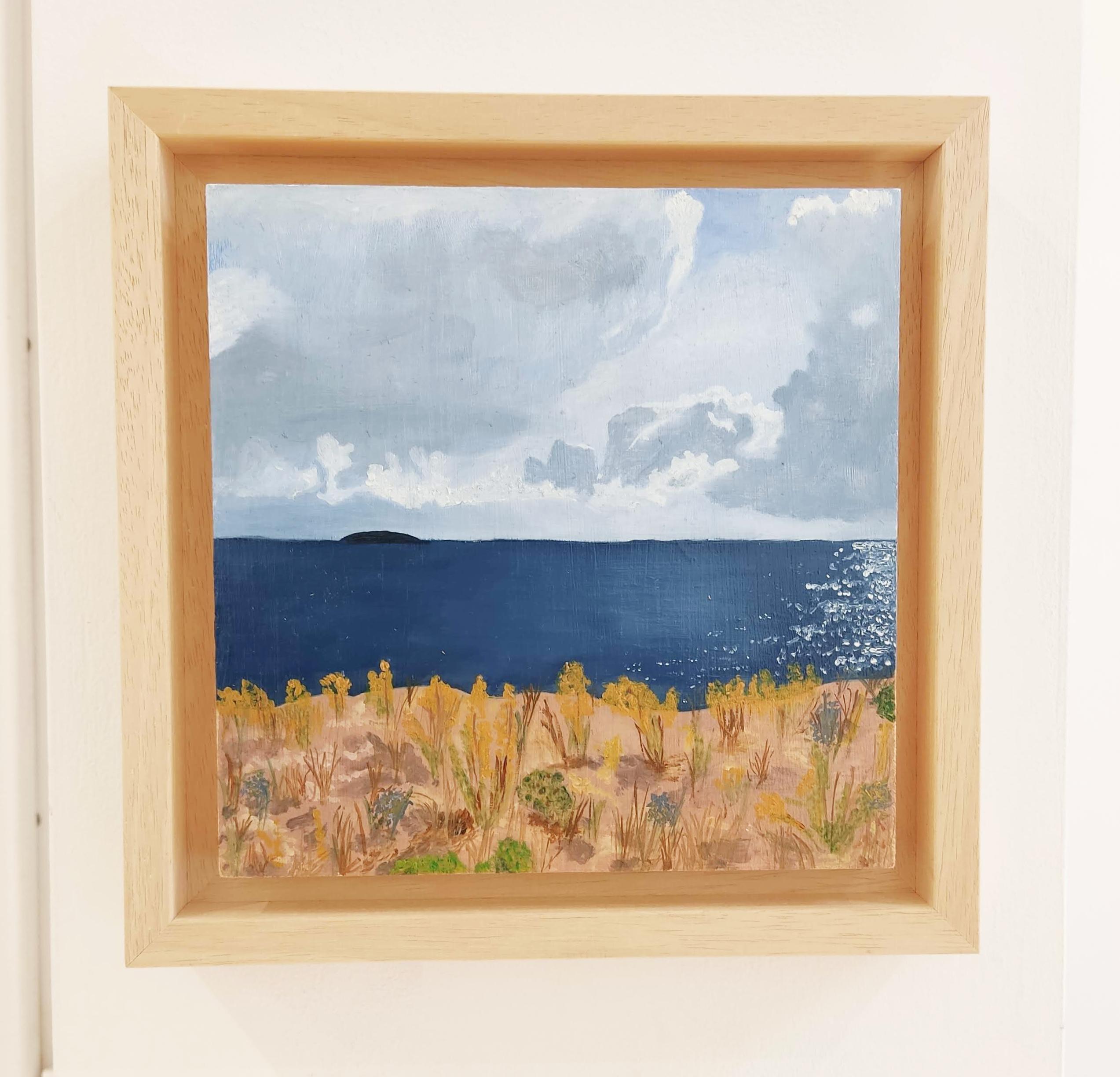 Original Oil painting on Wood panel - Contemporary Landscape painting, Seaside Painting. Unique Work. Framed in Solid naturel wood floater frame with light finish. The work can be placed on a shelf/desk or hung on a wall.

Work Title : Ciel et Terre