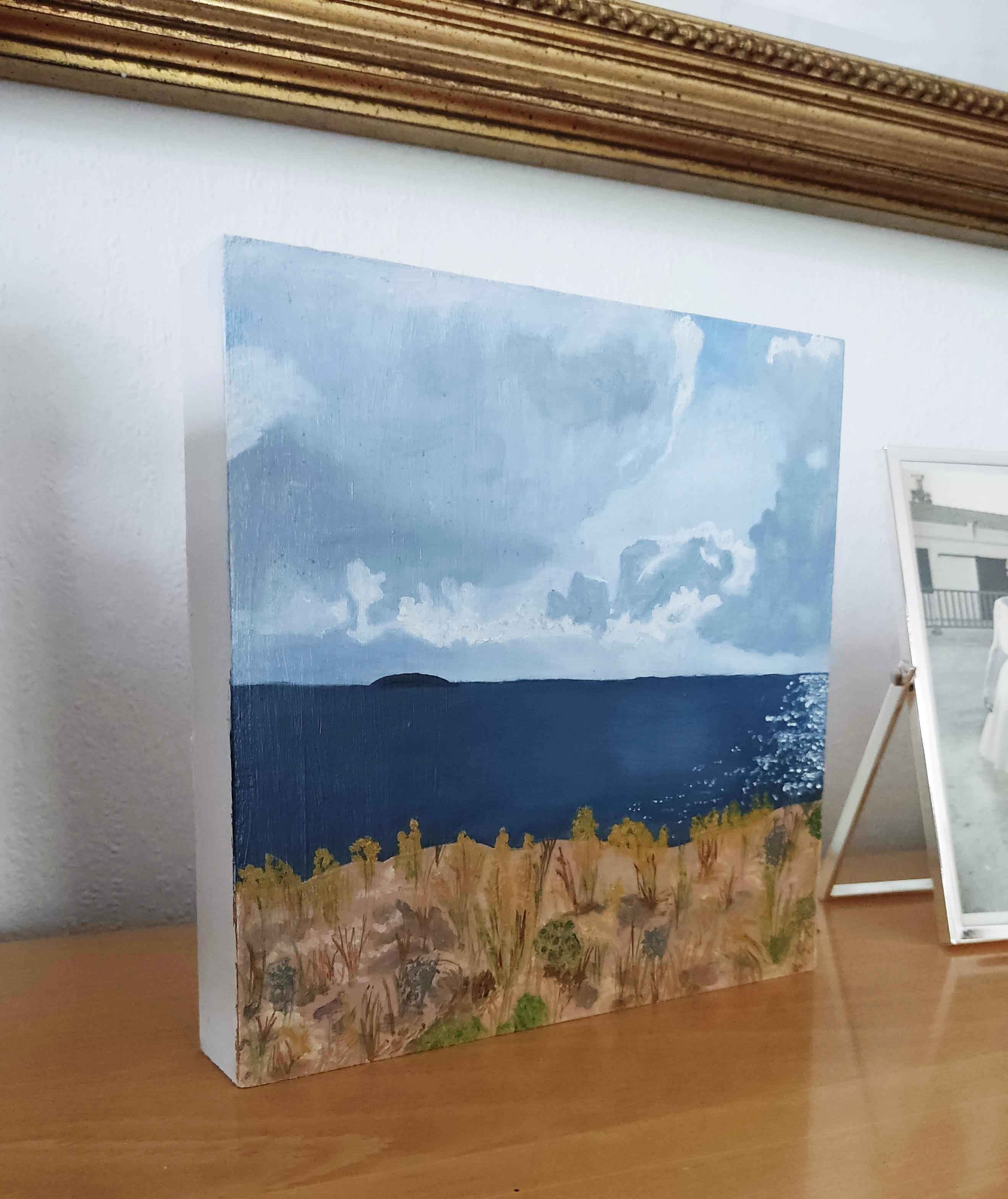Ciel et Terre - Peinture à l'huile, paysage, bord de mer en vente 1