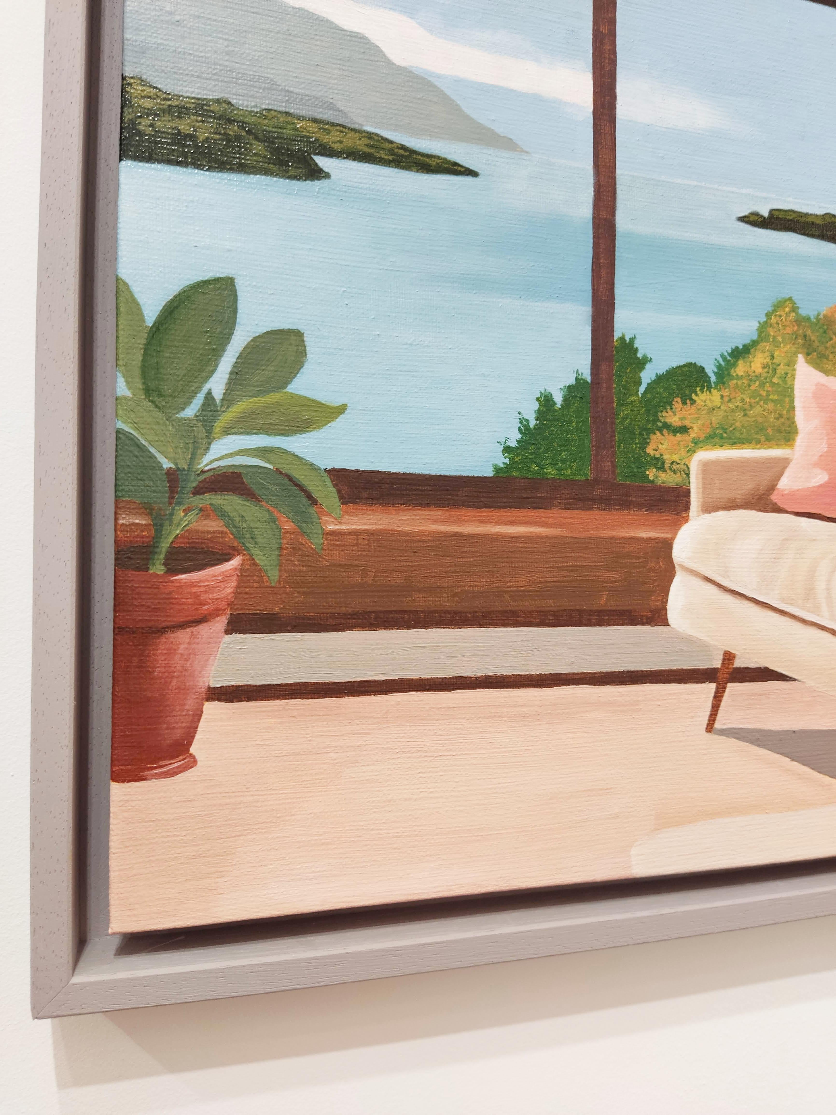 Fenêtre sur lac, Oil Painting, Interior, Contemporary Landscape For Sale 3