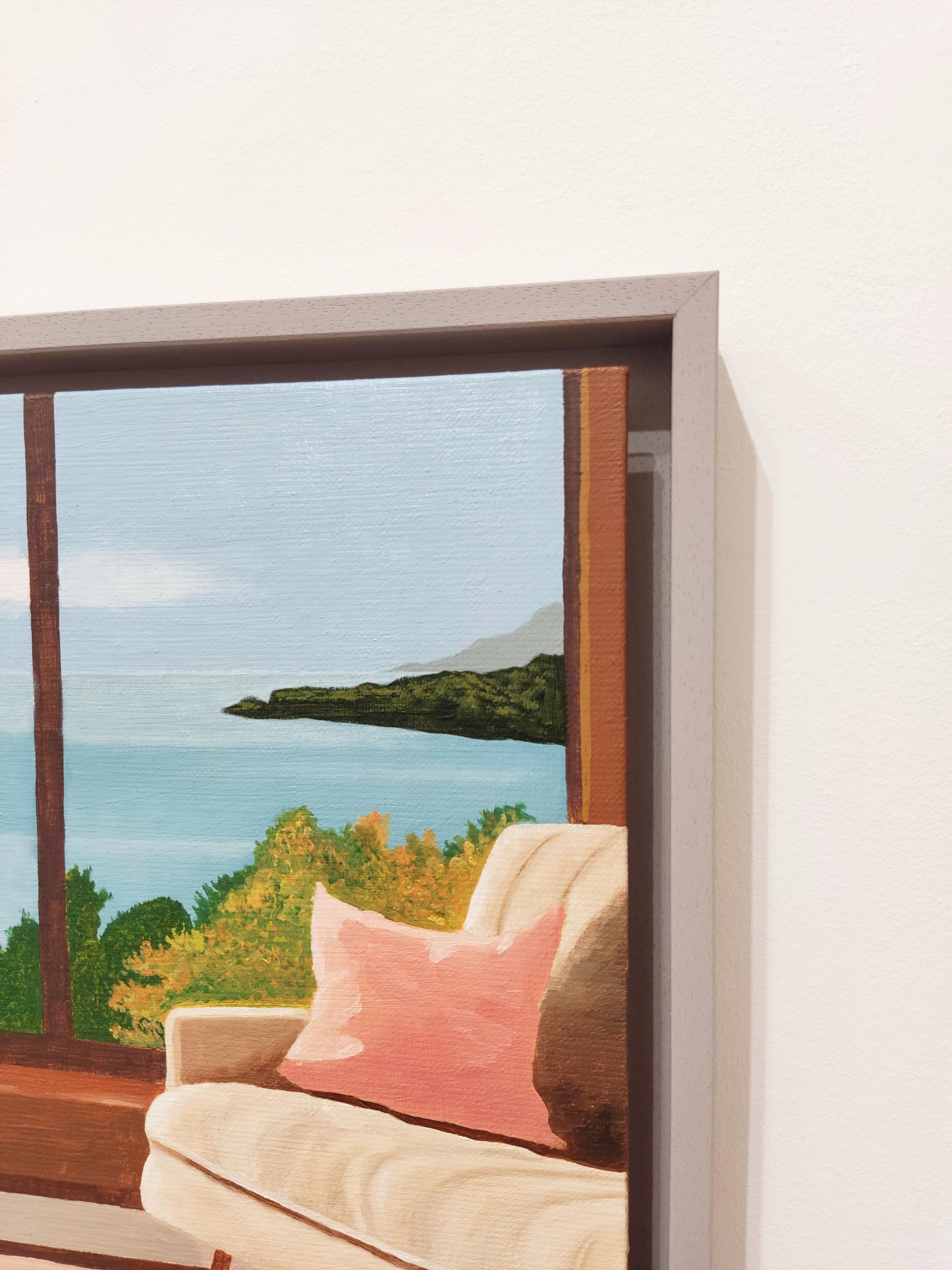 Fenêtre sur lac, Oil Painting, Interior, Contemporary Landscape For Sale 4