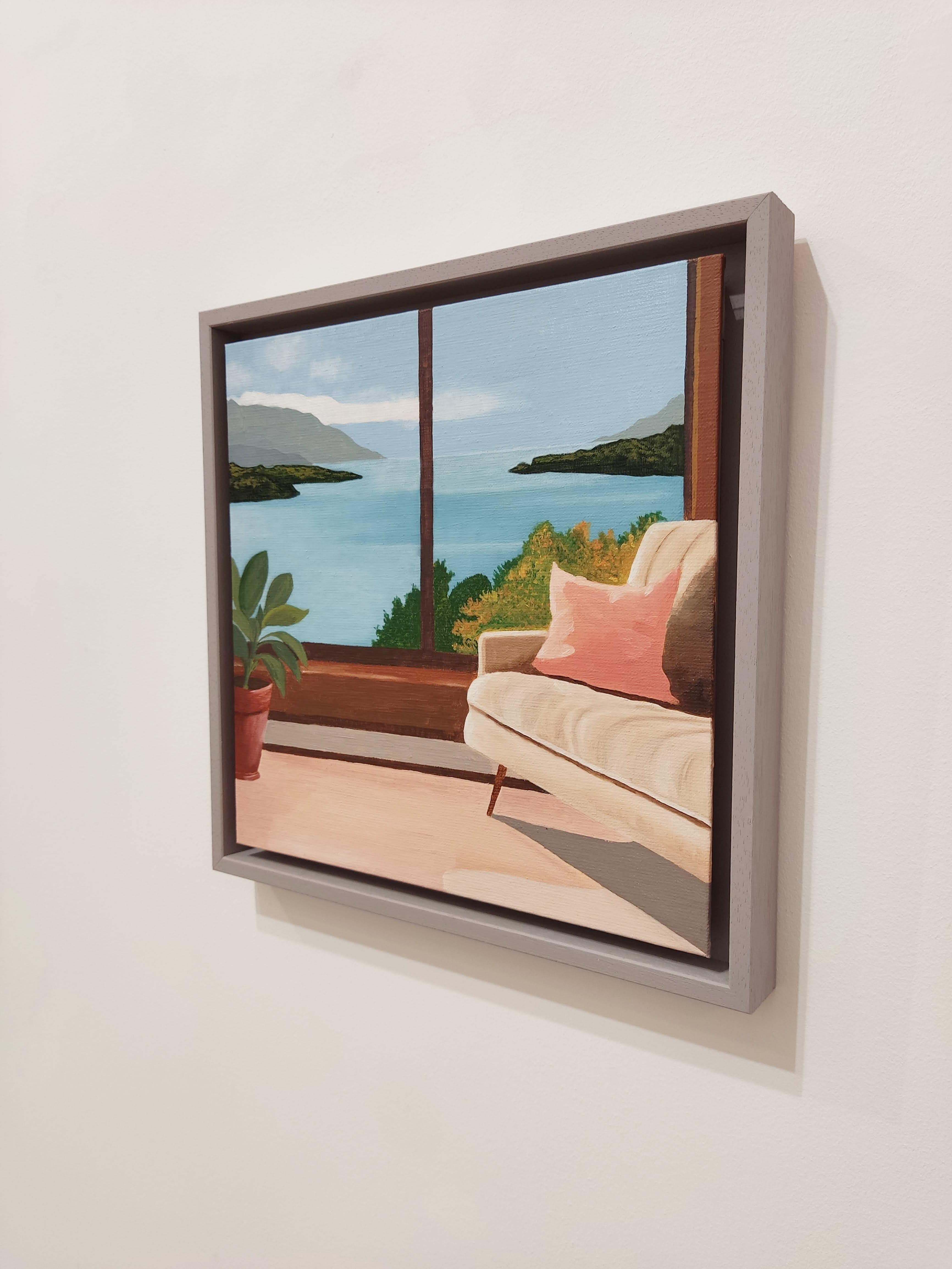 Fenêtre sur lac, Oil Painting, Interior, Contemporary Landscape For Sale 6