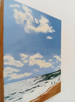 Horizon d'été, Pittura a olio su tela, Mare e spiaggia sotto un cielo estivo