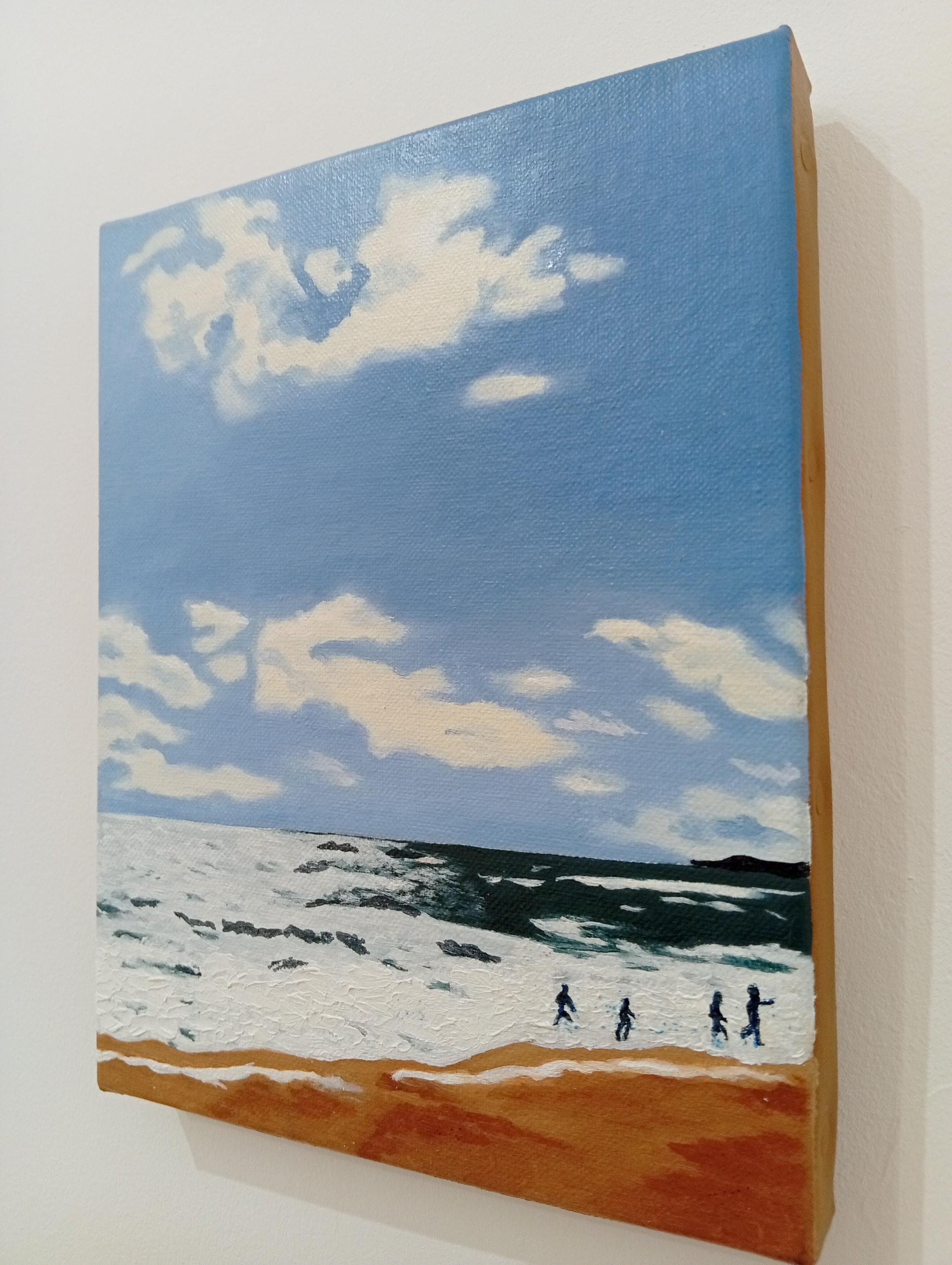 Horizon d'été, Ölgemälde auf Leinwand, Meer und Strand unter einem Sommerhimmel (Zeitgenössisch), Painting, von Gabriel Riesnert