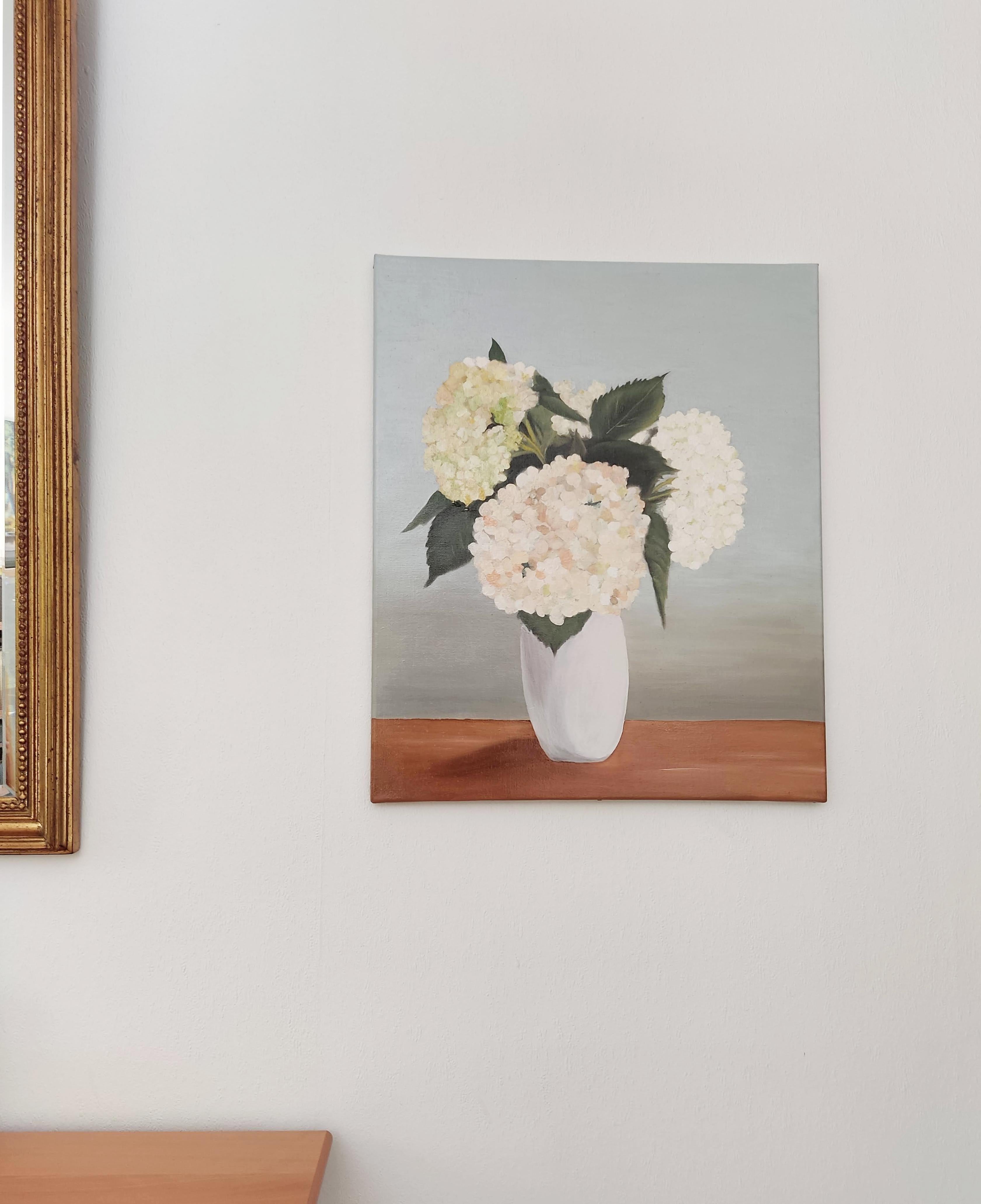 Work :  Original Oil Painting, Handmade artwork, Unique Work. Ready to Hang.
Medium : Oil painting on Canvas.
Artist : Gabriel Riesnert
Subject : Hortensia (Title)
Signature : The work is signed, titled and dated verso. It will be supplied with a