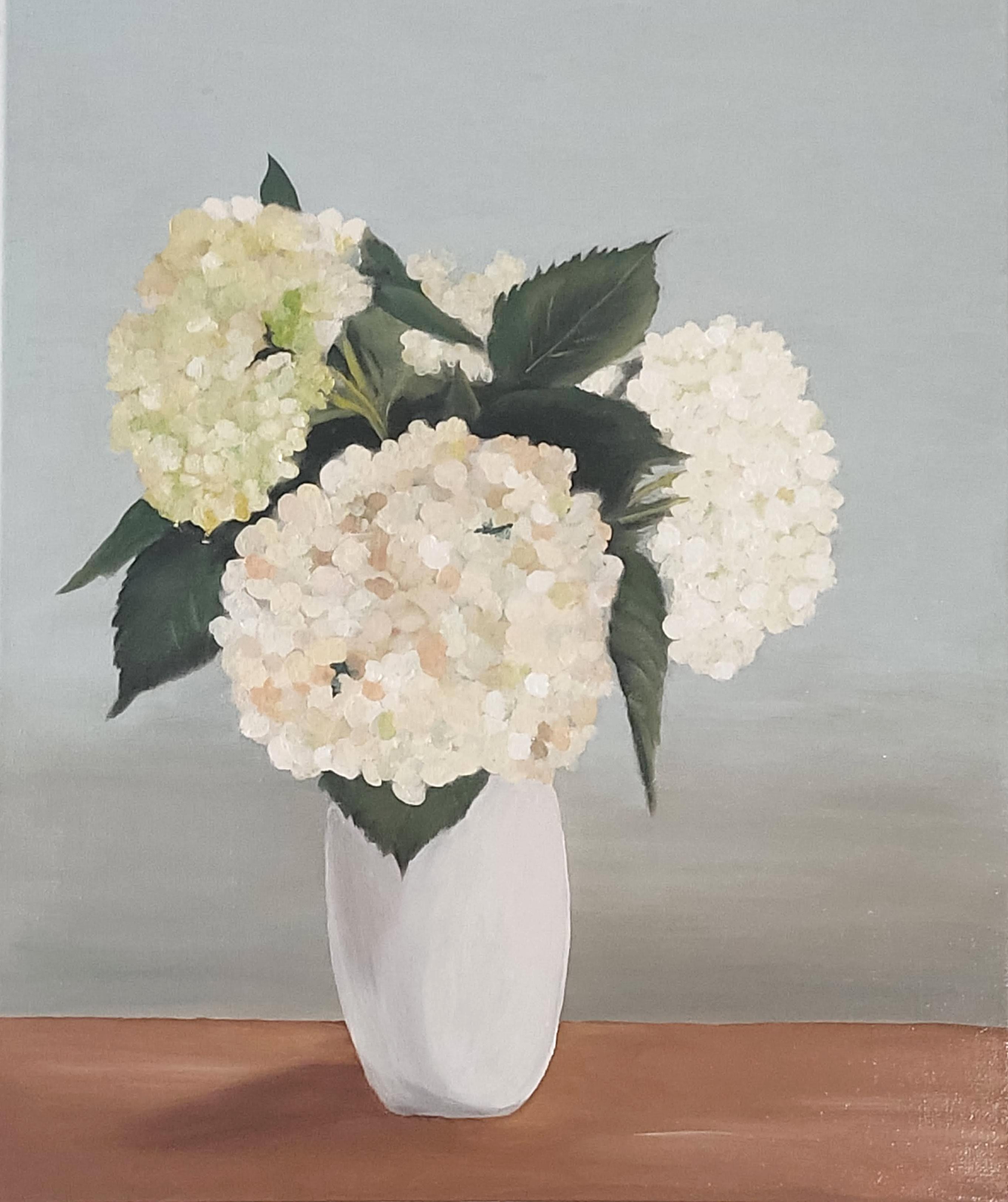 Gabriel Riesnert Interior Painting - Hortensia in Vase, Original Oil Painting, Still Life, Contemporary realism