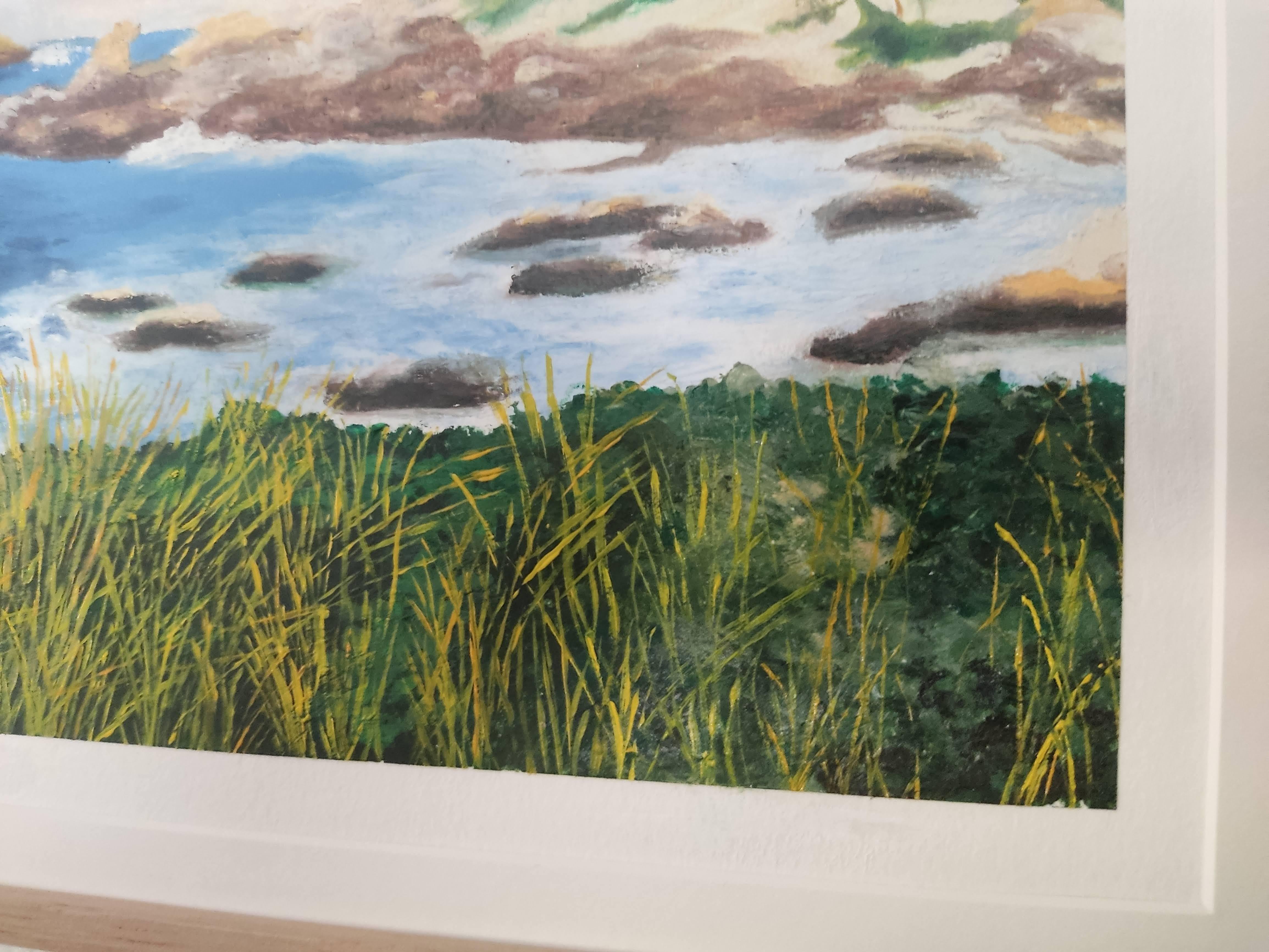 Lumière de Bretagne, paysage côtier, peinture à l'huile et pastel impressionniste français en vente 1