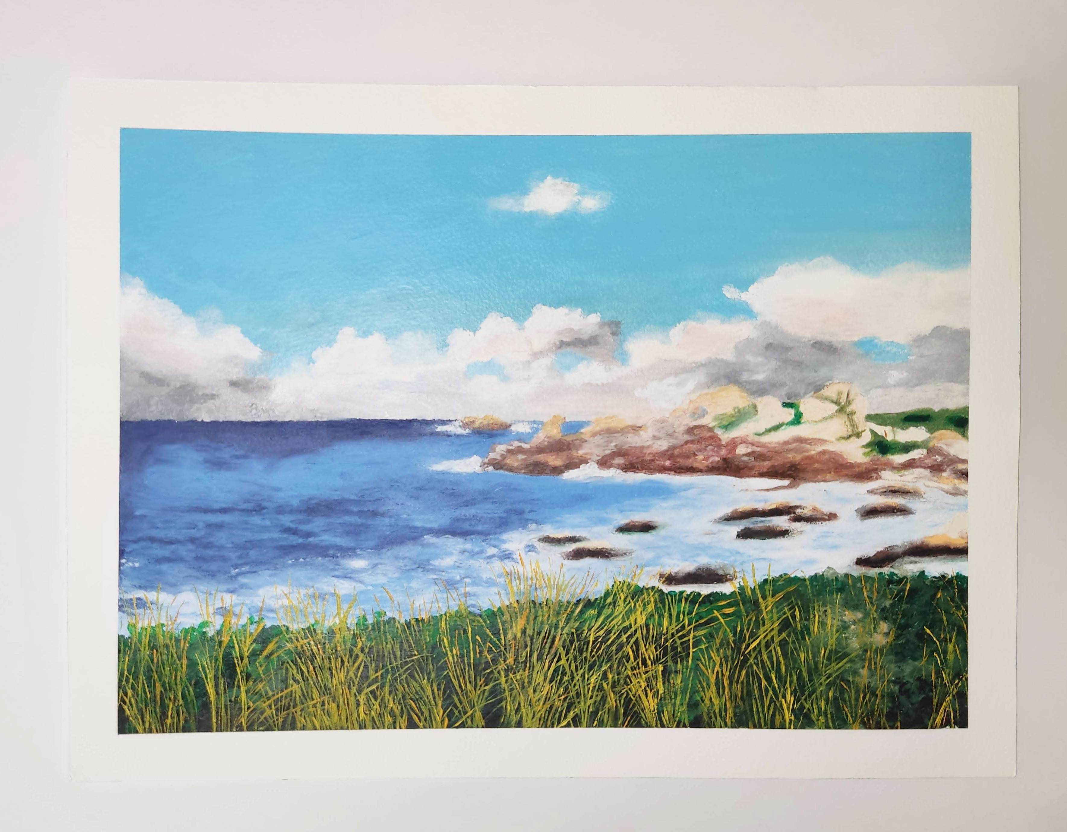 Lumière de Bretagne, paysage côtier, peinture à l'huile et pastel impressionniste français en vente 2