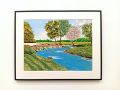 May Green II, Original Oil Pastel, Contemporary Impressionist-inspired Landscape