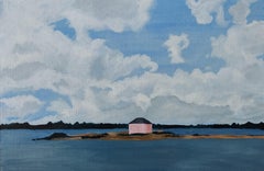 The Pink House - Landscape Painting, Seascape