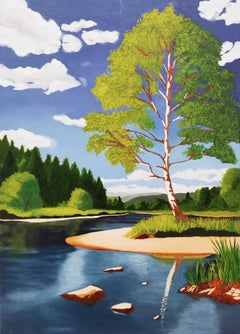 Respiration, Oil Painting, Contemporary Landscape, River, Tree