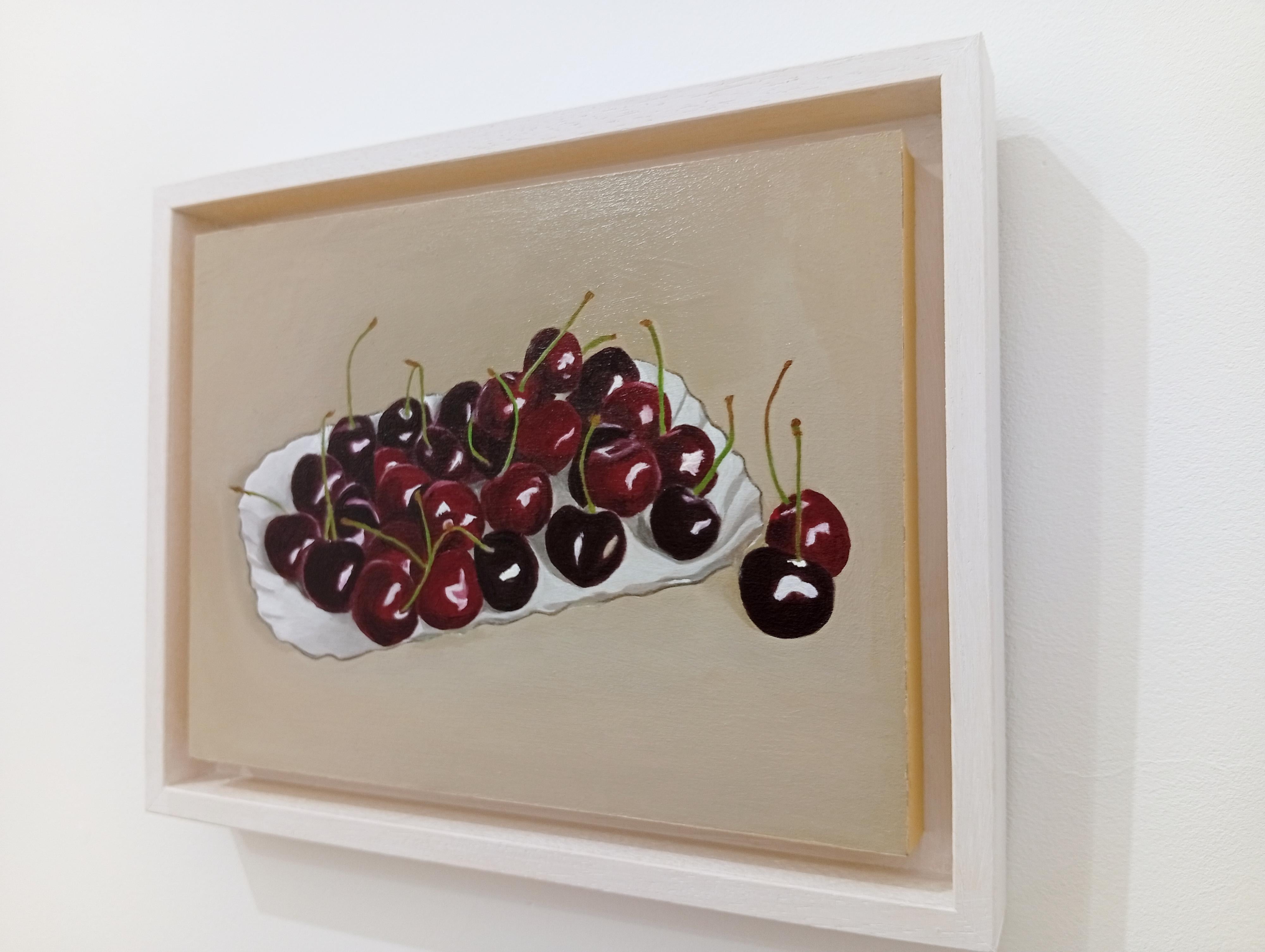 Still Life with Red Cherries, Original Oil painting, Contemporary Art For Sale 1