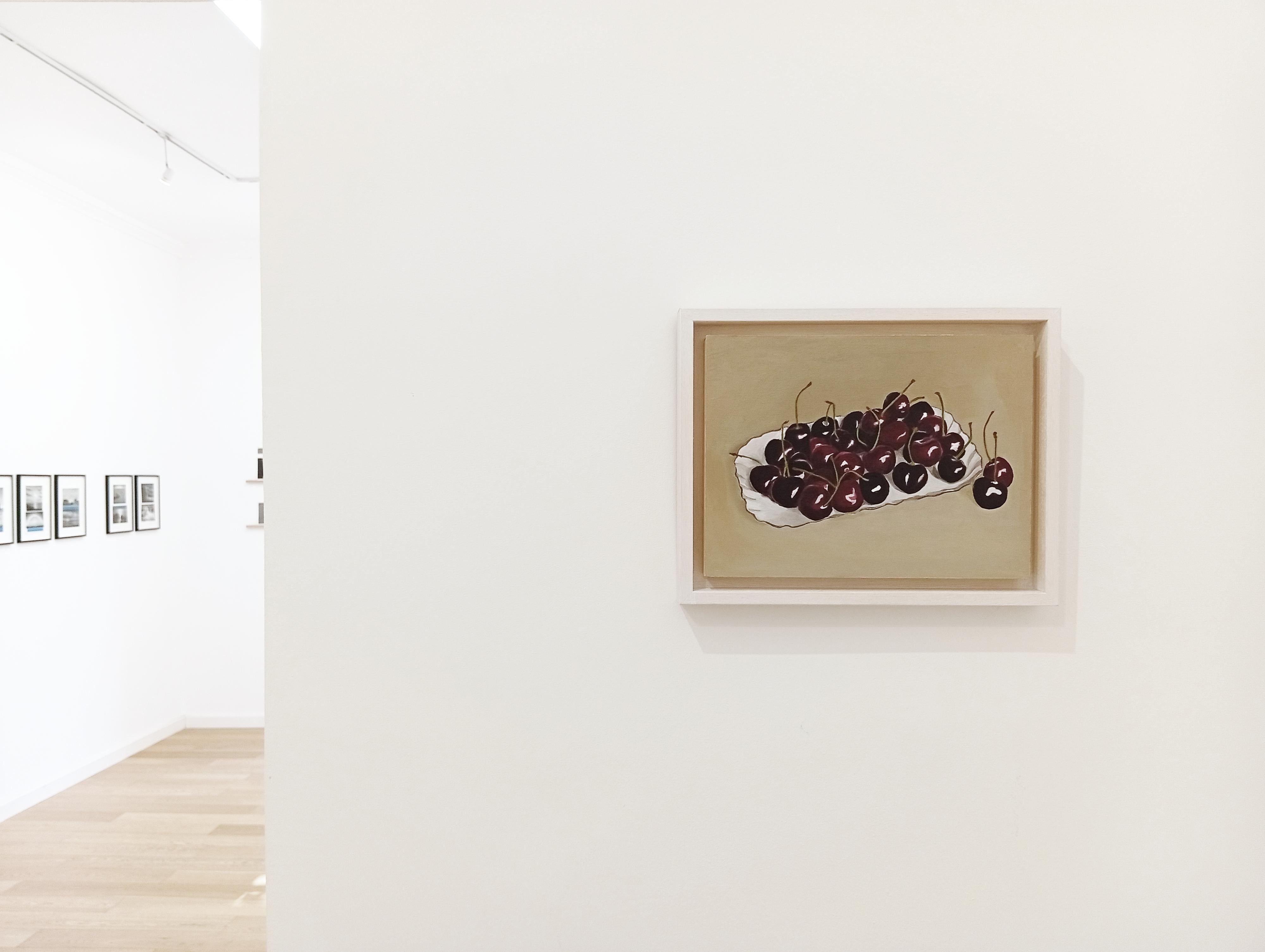 Still Life with Red Cherries, Original Oil painting, Contemporary Art For Sale 2
