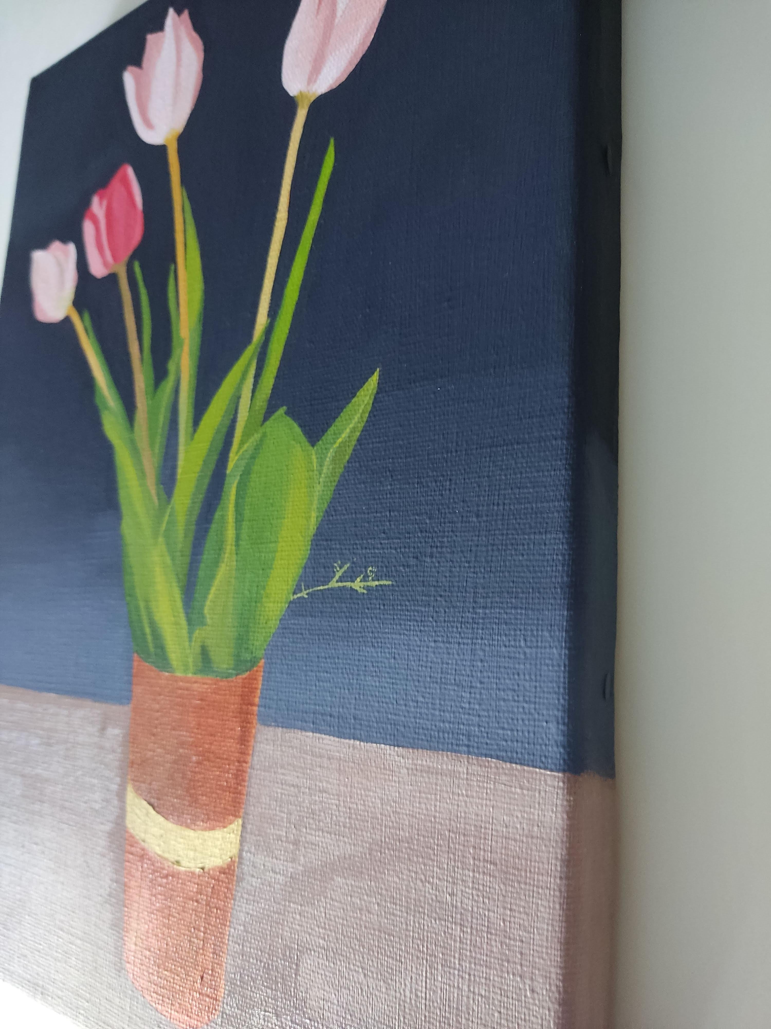Tulips from the garden, Still life realism, Oil Painting, Contemporary , Flowers For Sale 1