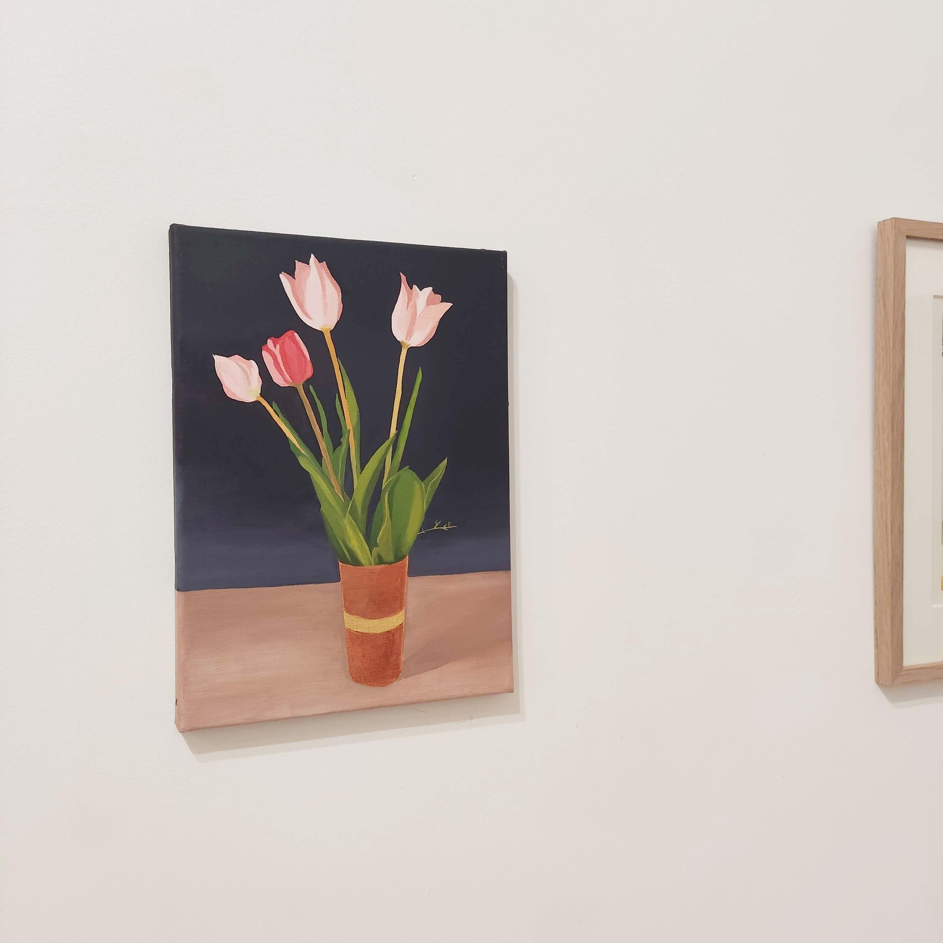 Tulips from the garden, Still life realism, Oil Painting, Contemporary , Flowers For Sale 2