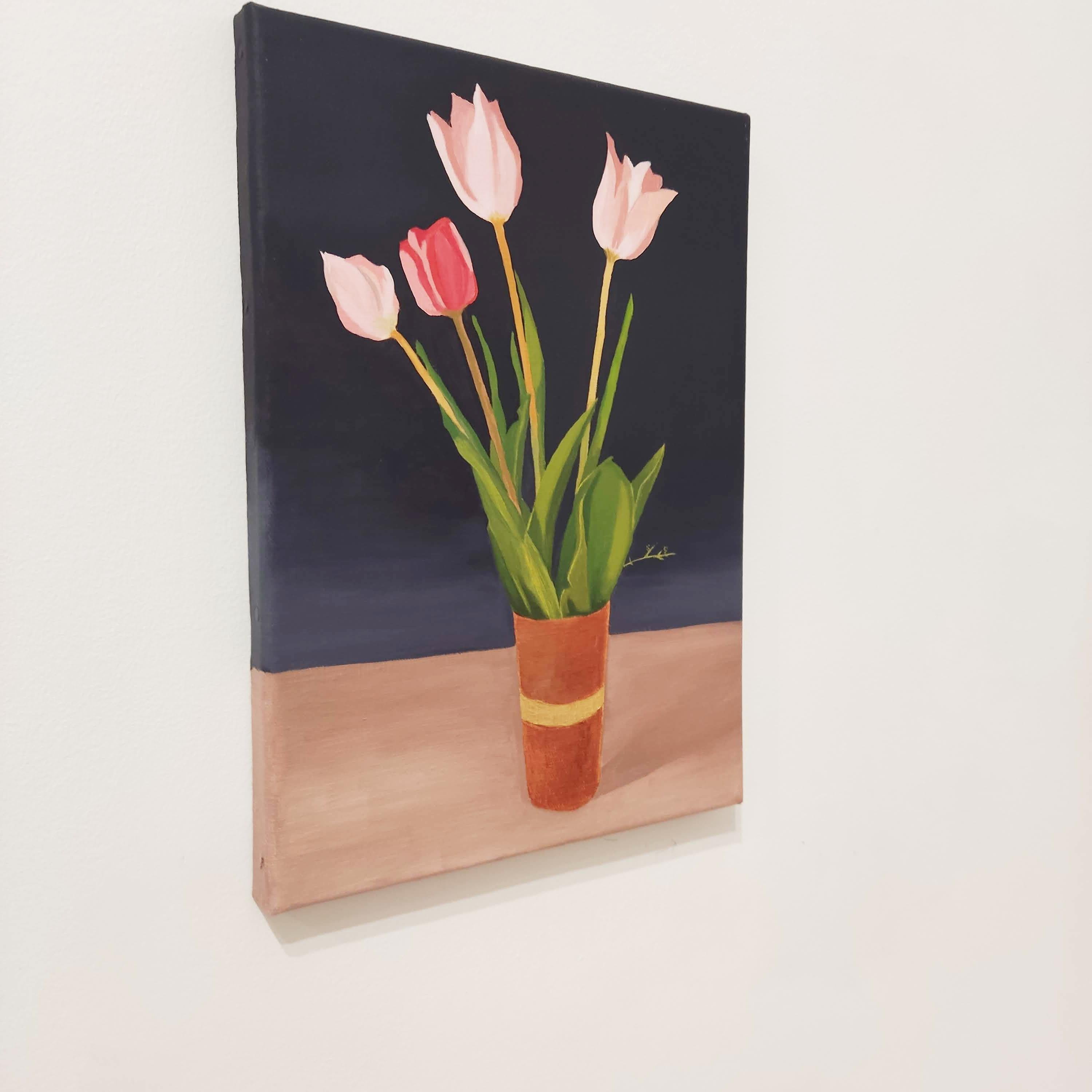 Tulips from the garden, Still life realism, Oil Painting, Contemporary , Flowers For Sale 4