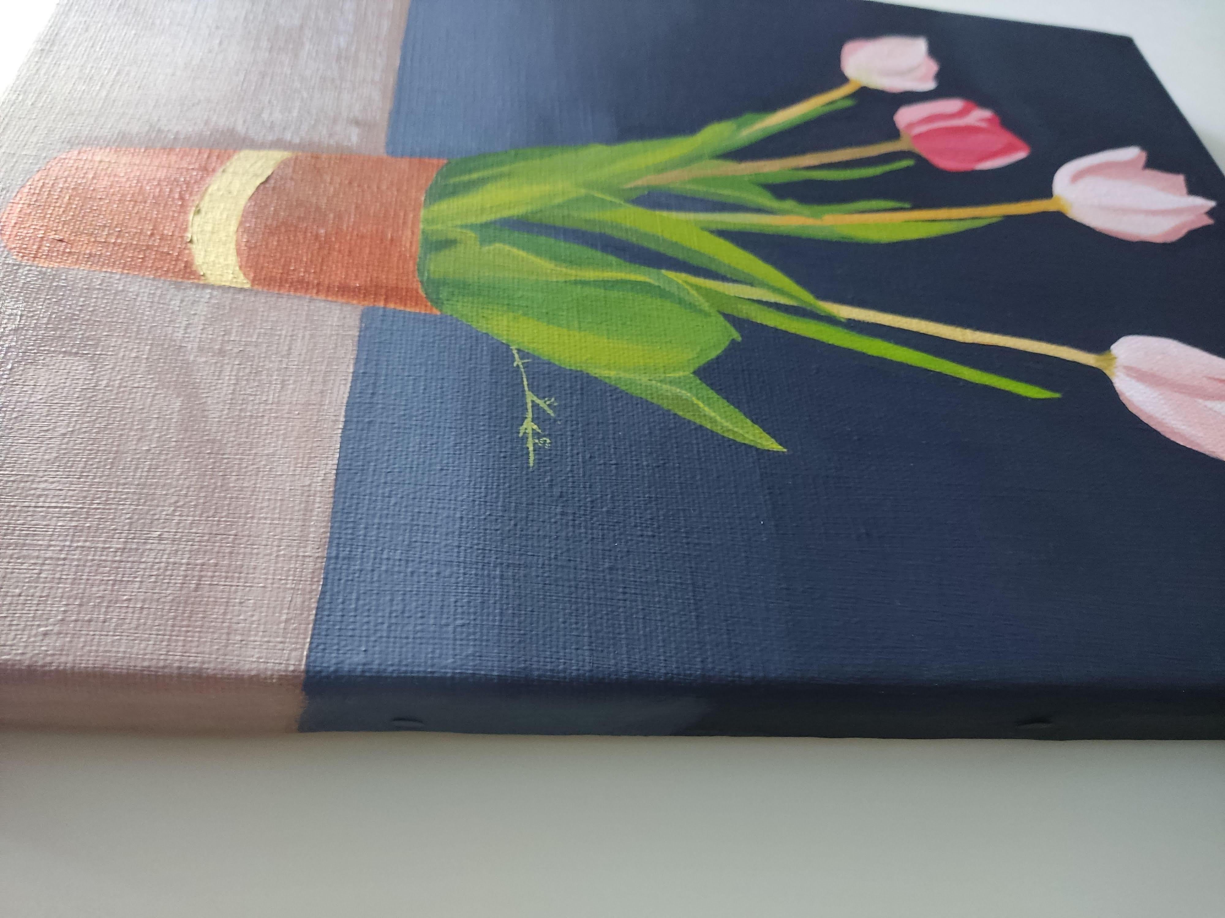 Tulips from the garden, Still life realism, Oil Painting, Contemporary , Flowers For Sale 6
