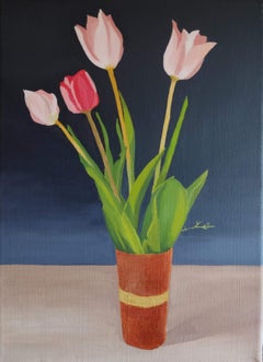 Tulips from the garden, Oil Painting, Contemporary Still-life, Flowers