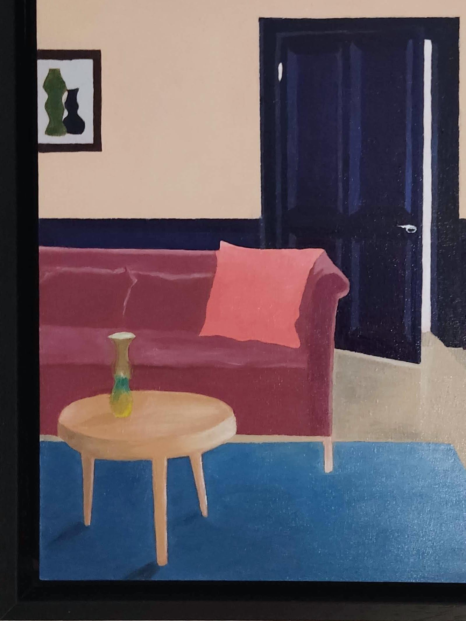 Un après midi avec Arp - Original Oil Painting, Vase, Interior, sofa For Sale 1
