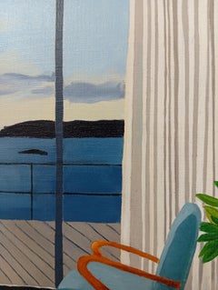 Fenêtre sur mer, Oil painting, Interior with Seascape View, Living Room