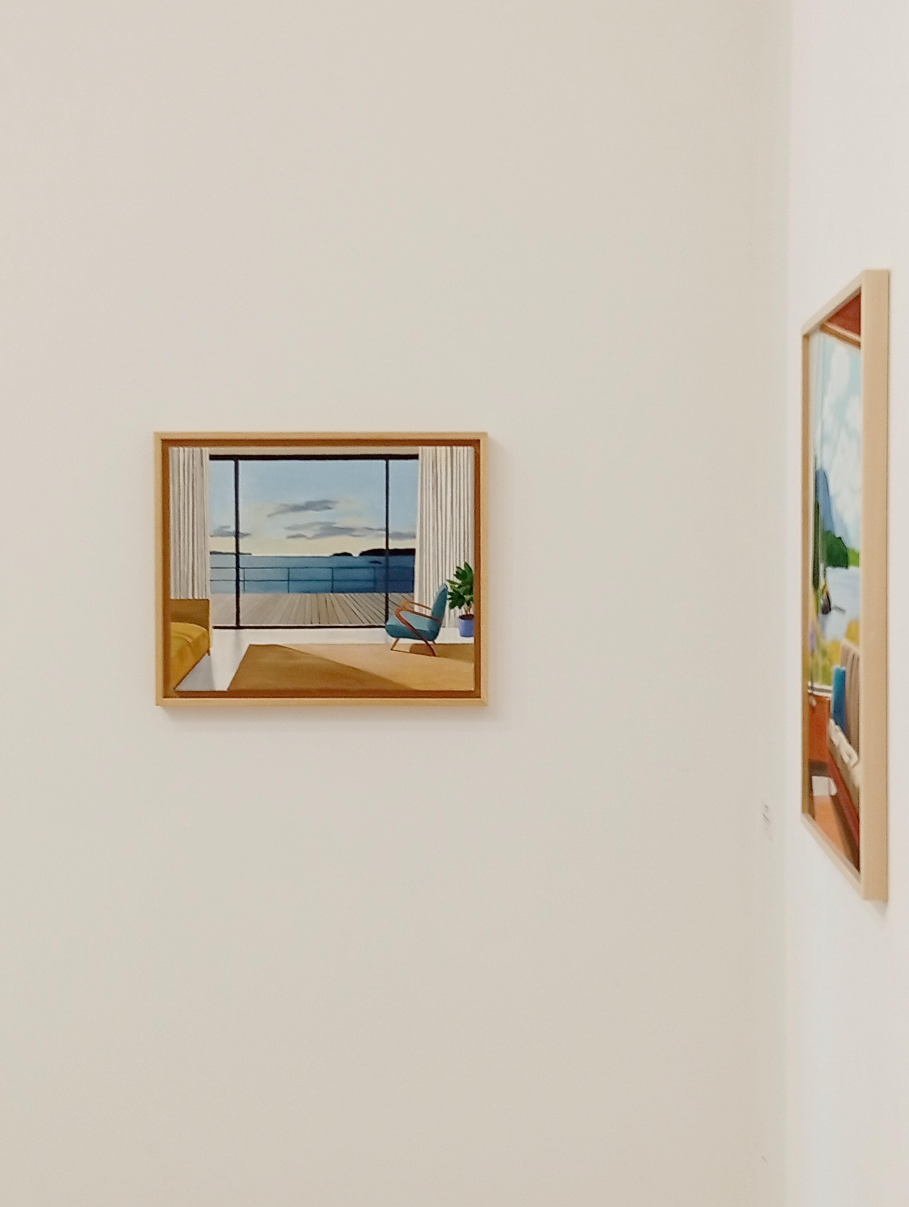 Window on the Sea, Oil painting, Interior with Seascape View, Living Room im Angebot 3
