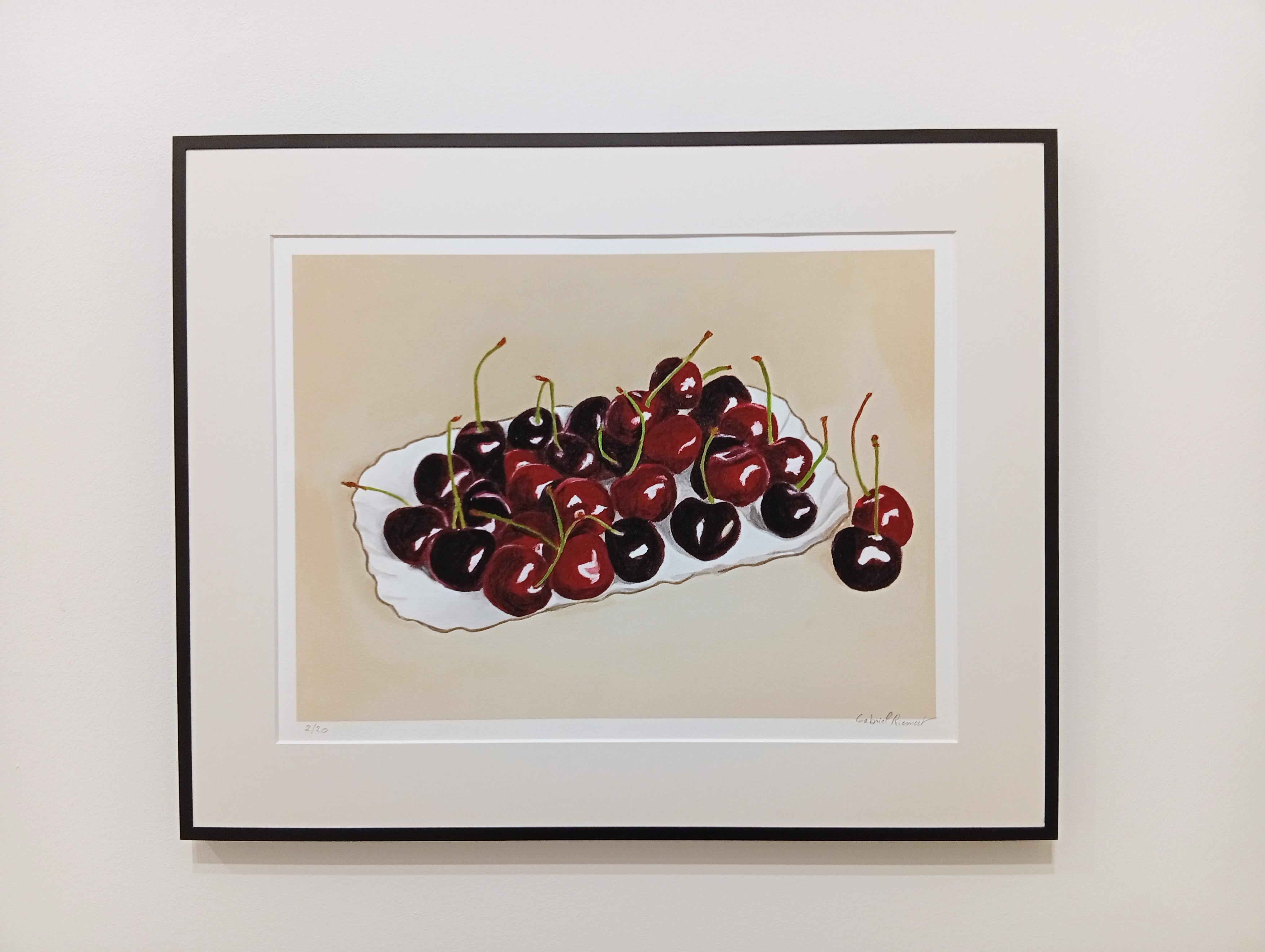 Still Life with Red Cherries, Archival Pigment Print, Contemporary Art For Sale 1