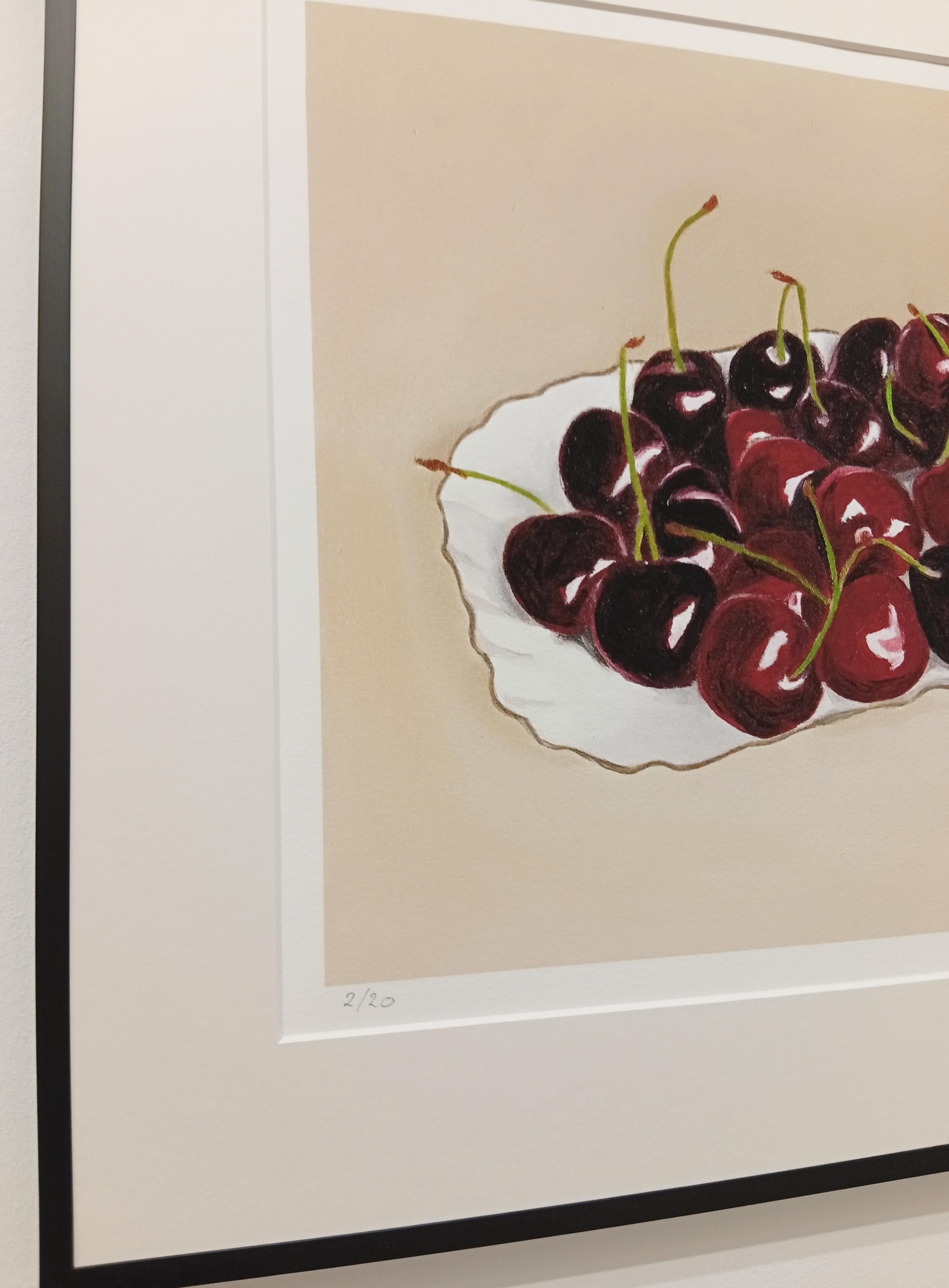 Still Life with Red Cherries, Archival Pigment Print, Contemporary Art For Sale 4