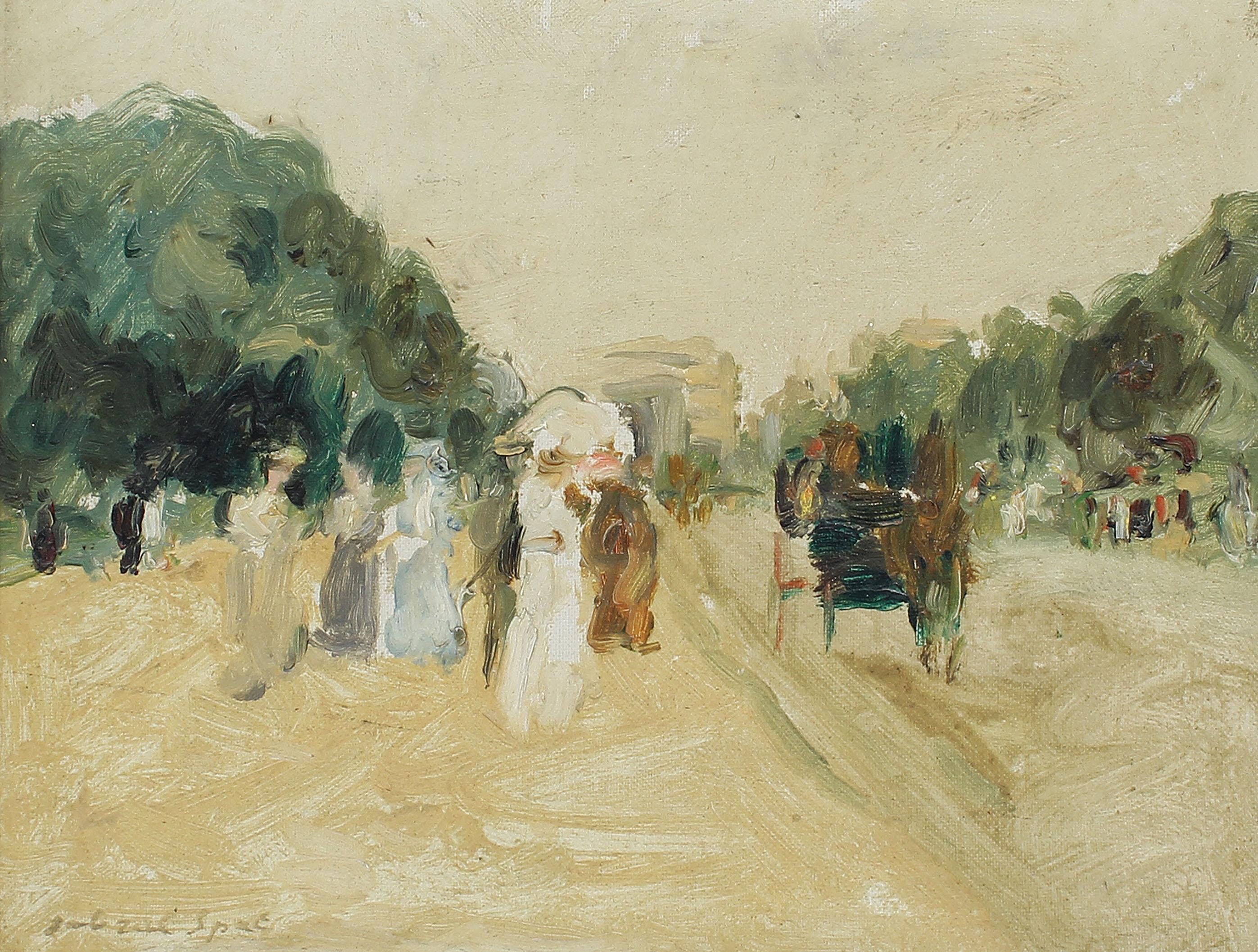 Antique Impressionist Paris Cityscape Street View Oil Painting by Gabriel Spat 2