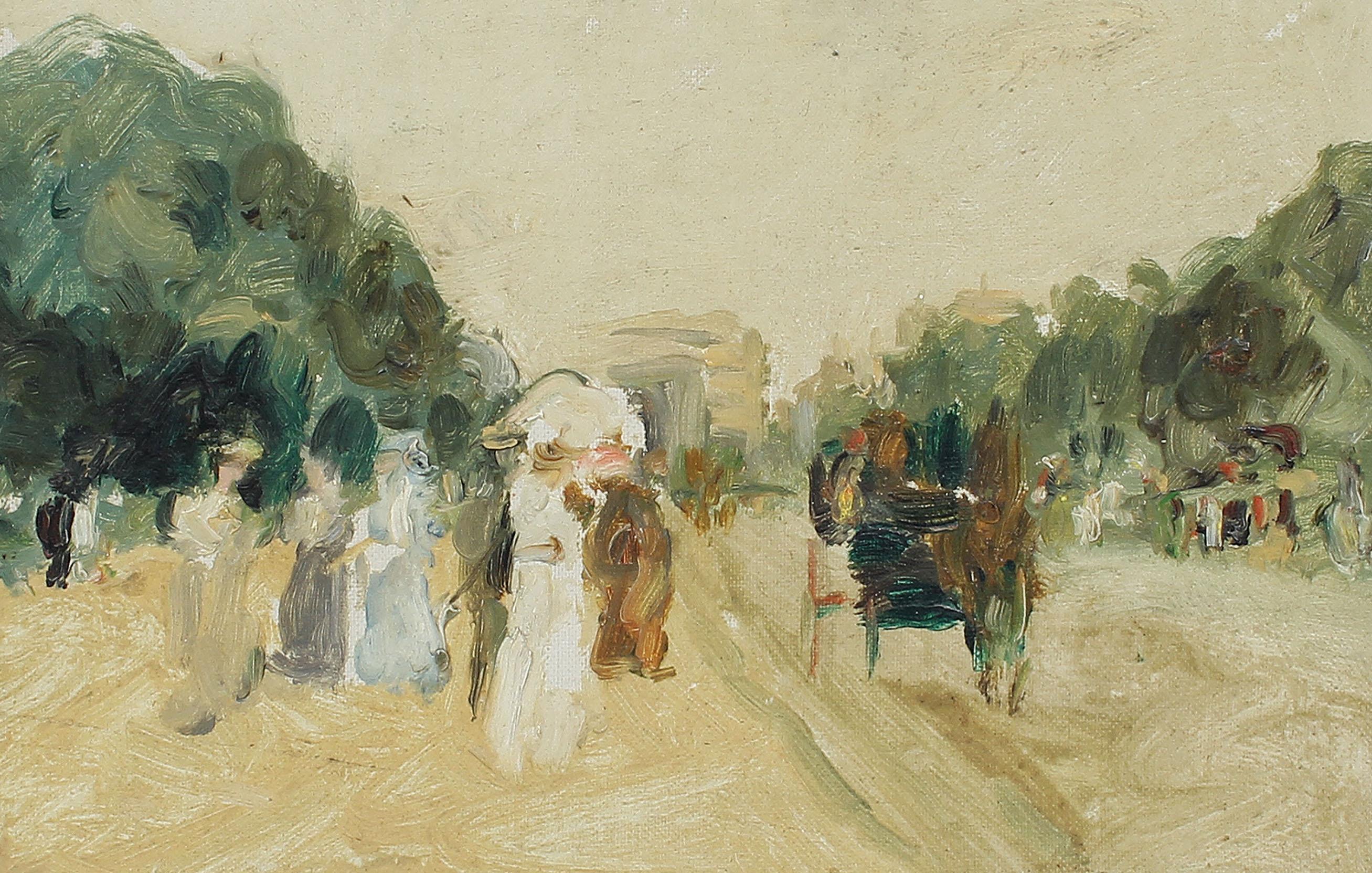 Antique Impressionist Paris Cityscape Street View Oil Painting by Gabriel Spat 3