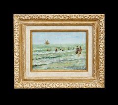 Apres Midi sur la Plage Paesaggio marino impressionista Pittura figurativa, onde, verde