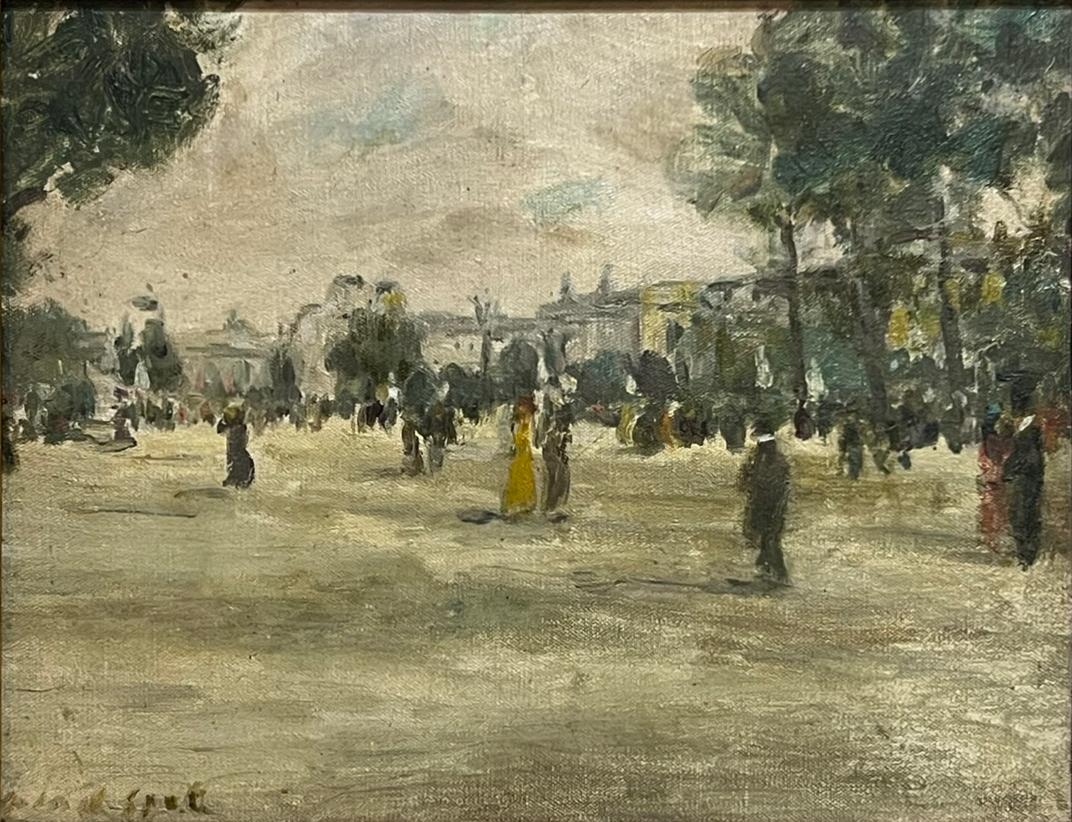 Französischer Impressionismus Pariser Park JARDIN DES TUILERIAS – Painting von Gabriel Spat